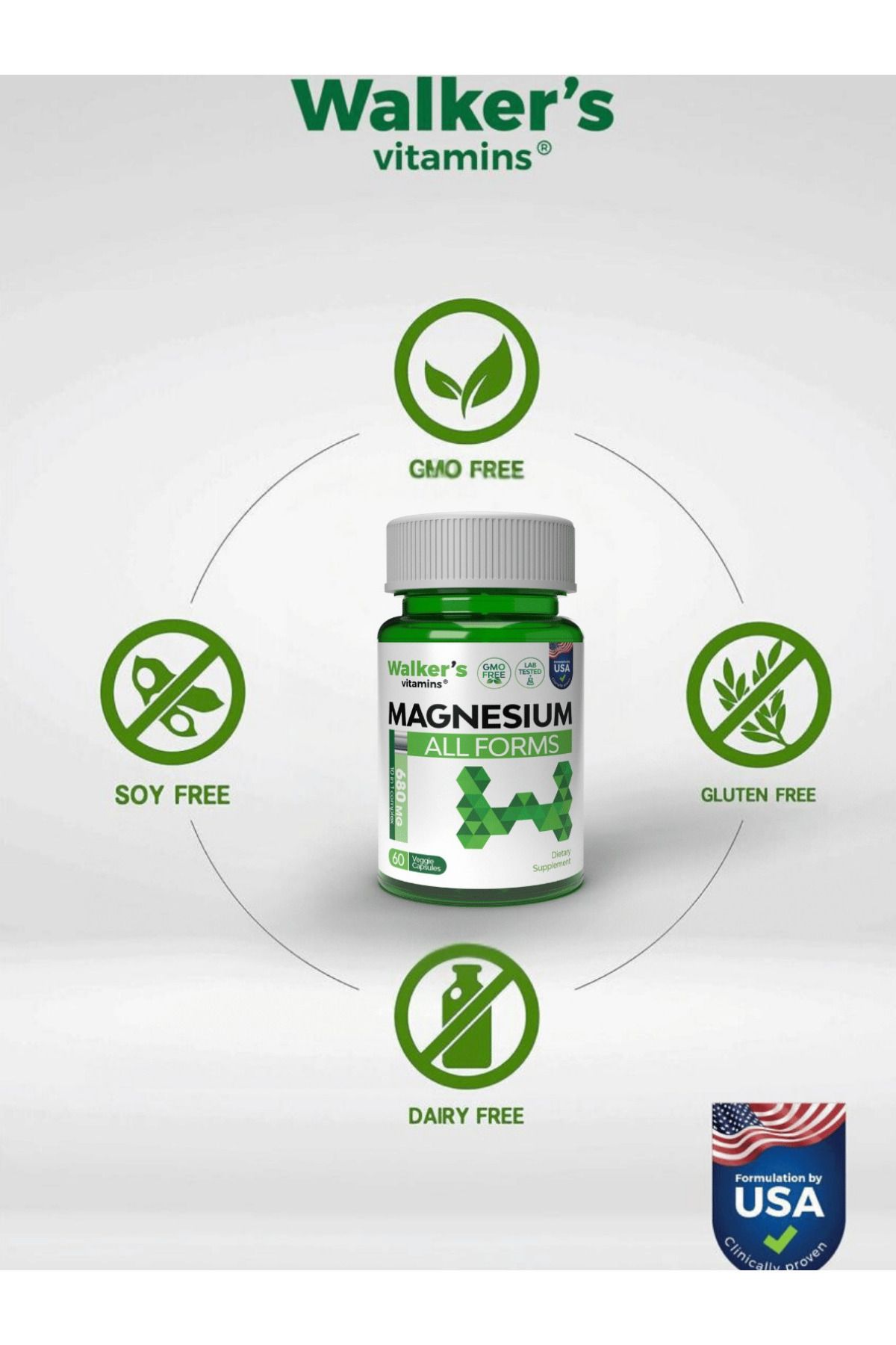 Walkers-Magnesium All Forms (Chlorate, Malate, Bisglycogenate, Taurate, Lactate, Ascorbate, Glutonate, (3 Boxes) 8