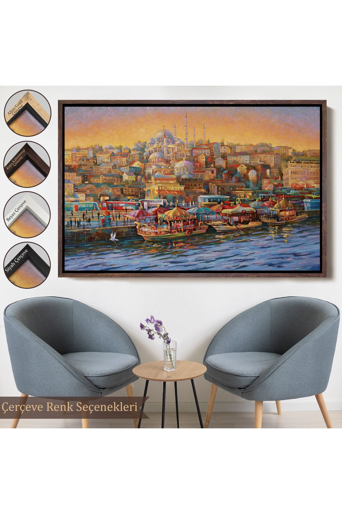 Harita Sepeti-Painting of a Kitten in Front of Sultan Ahmet Mosque with a White Frame 7