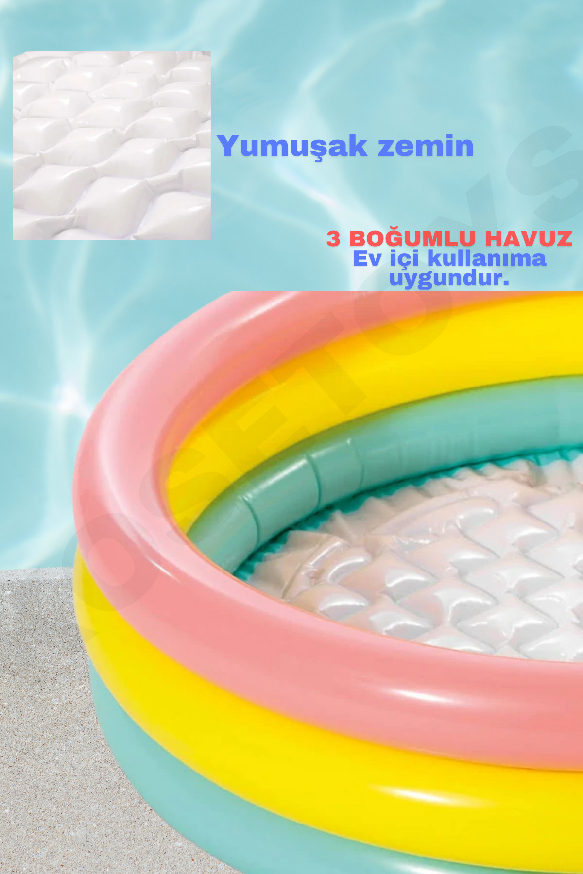 kosetoys 3 Boğumlu Sunset Bebek HavuzU Ev ve dış kullanıma uygun yumuşak zeminli pompa fotoğrafı 2 (önizleme)