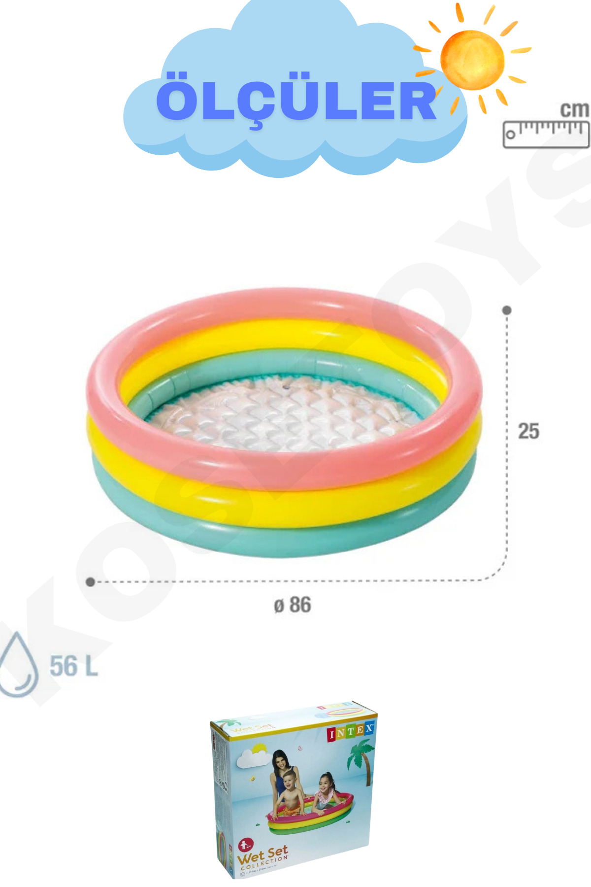 kosetoys 3 Boğumlu Sunset Bebek HavuzU Ev ve dış kullanıma uygun yumuşak zeminli pompa fotoğrafı 3 (önizleme)