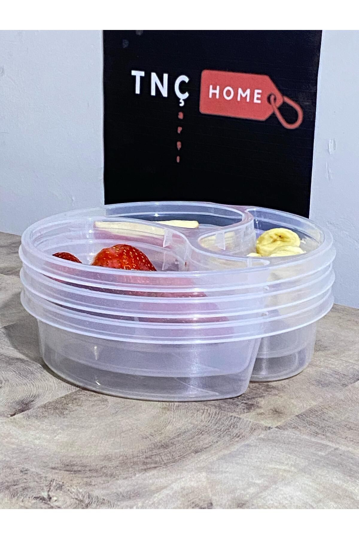 Tnchome-Damla 3-Compartment Storage Container Set of 3 0.55 Lt Small Size Pink Anti-Racite Storage Box Storage 4