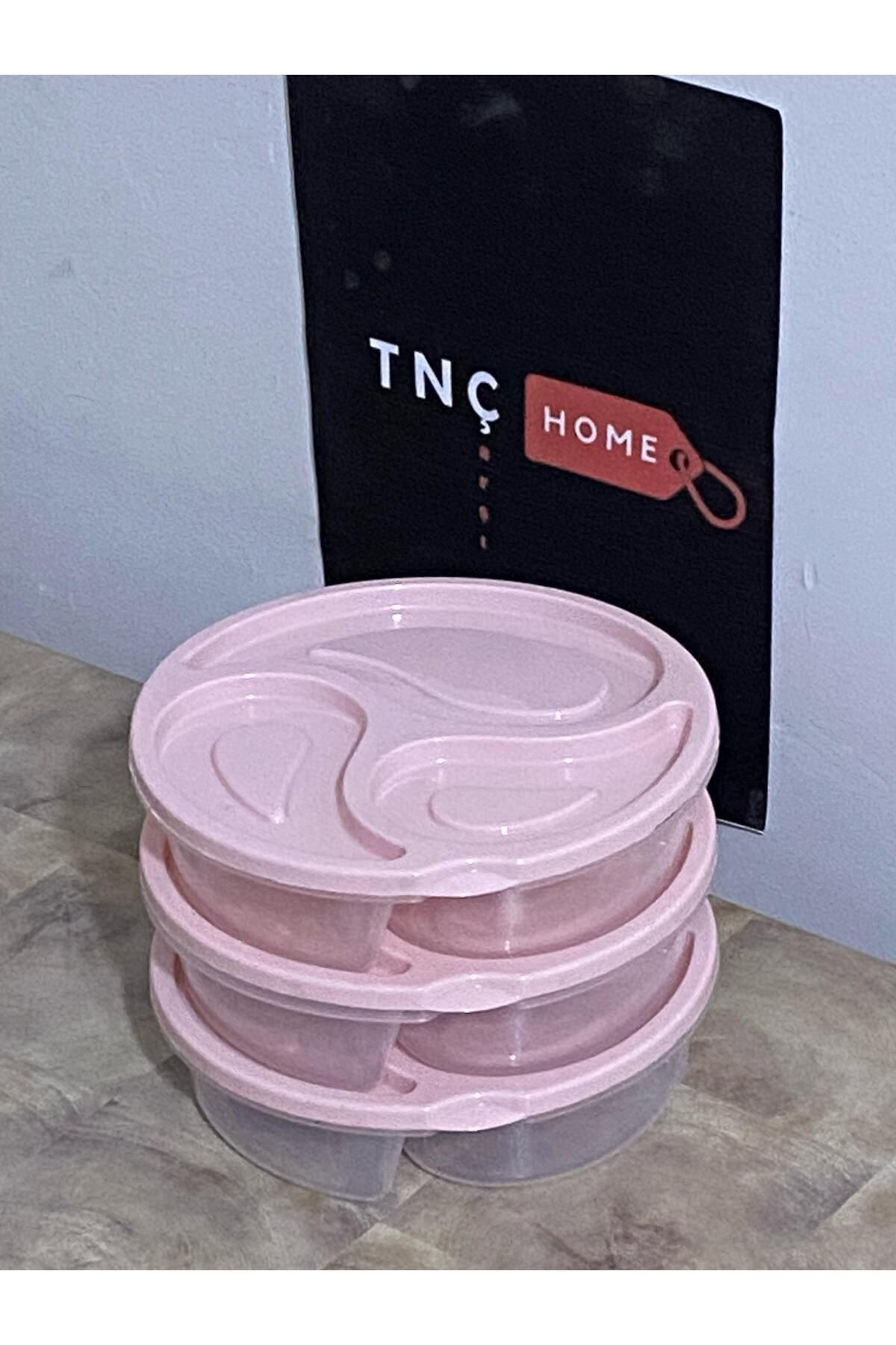 Tnchome-Damla 3-Compartment Storage Container Set of 3 0.55 Lt Small Size Pink Anti-Racite Storage Box Storage 6