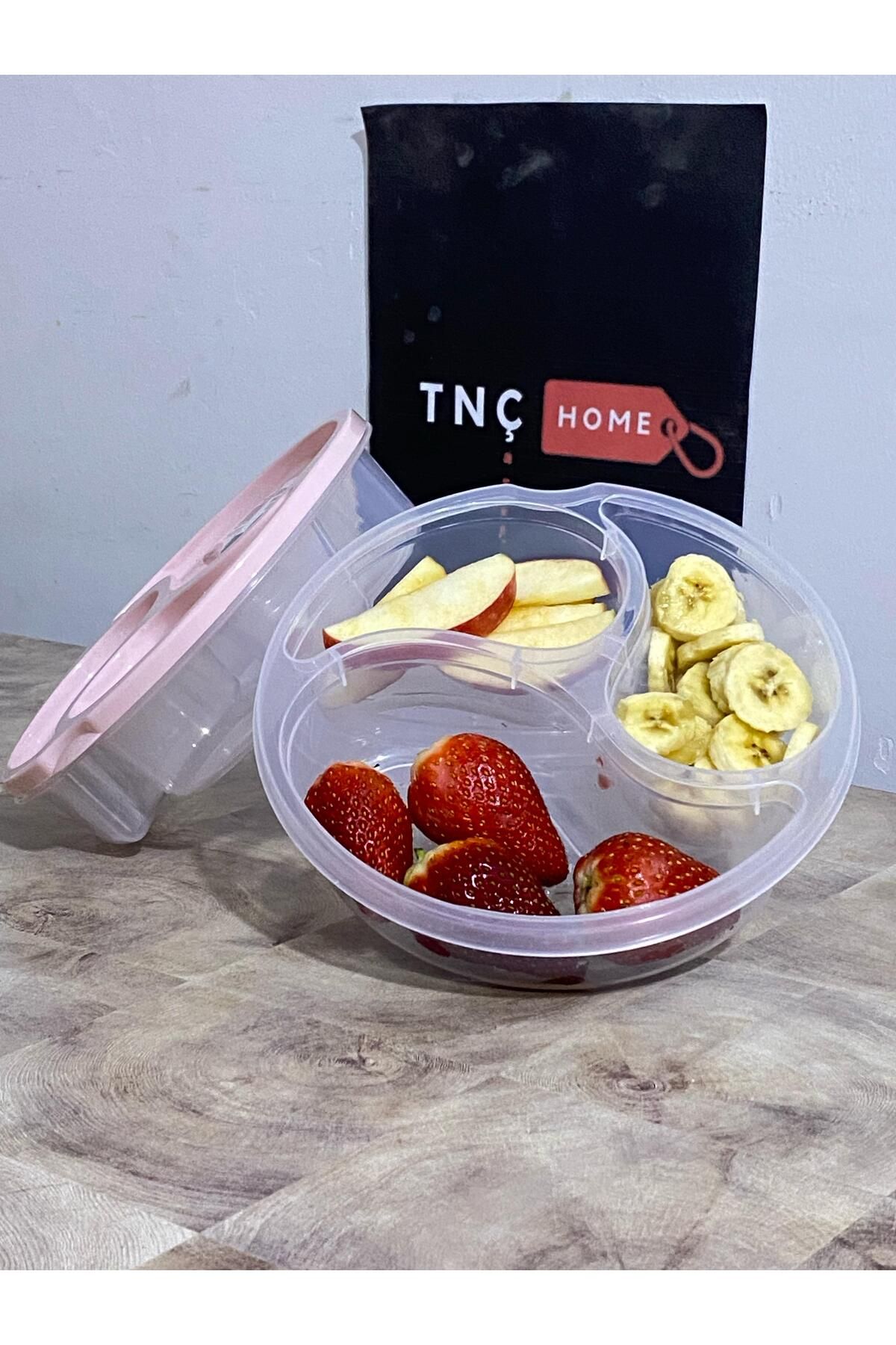 Tnchome-Damla 3-Compartment Storage Container Set of 3 0.55 Lt Small Size Pink Anti-Racite Storage Box Storage 1
