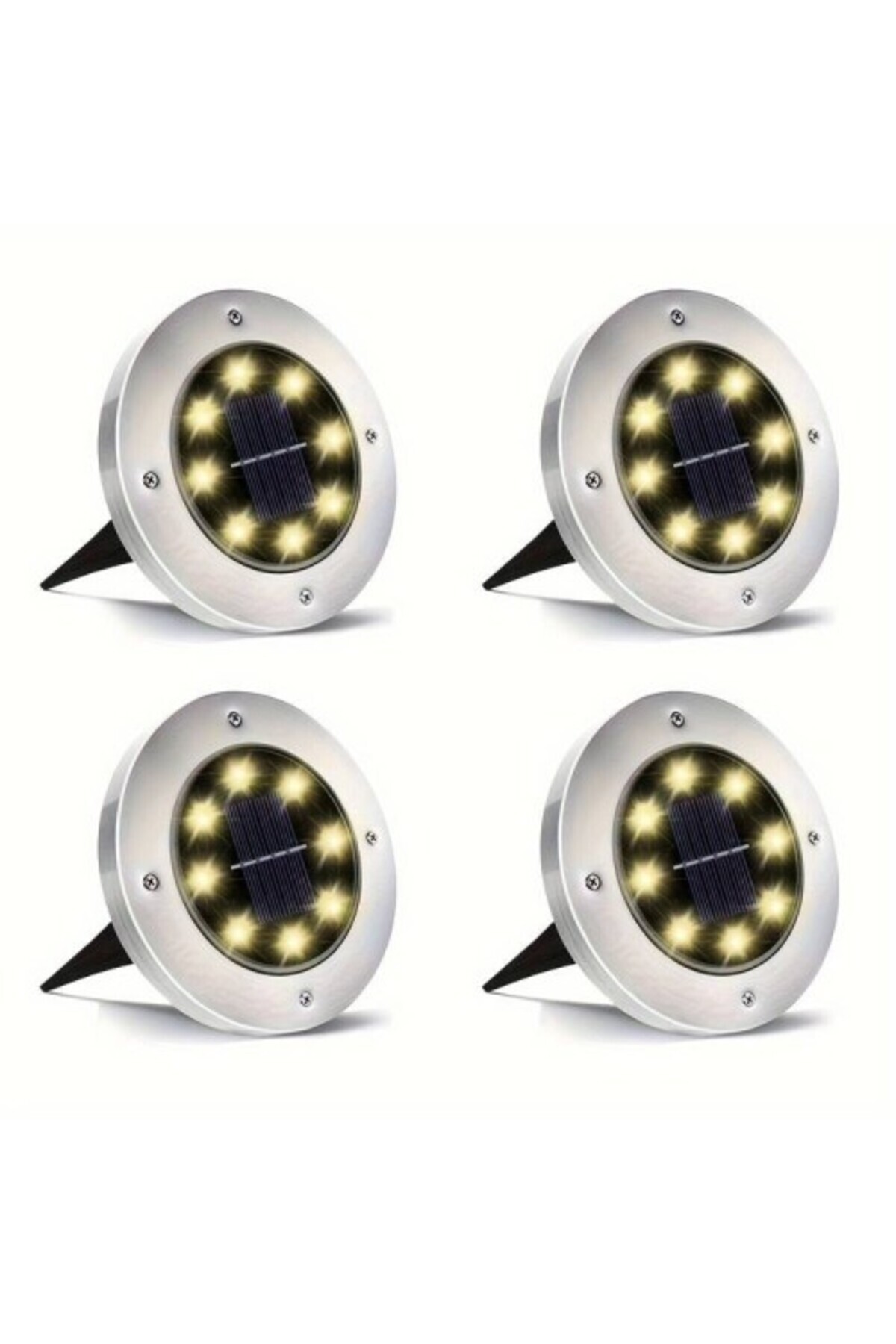 evimdeyokyok 4 lü Solar Panelli Kazıklı Bahçe Aydınlatması