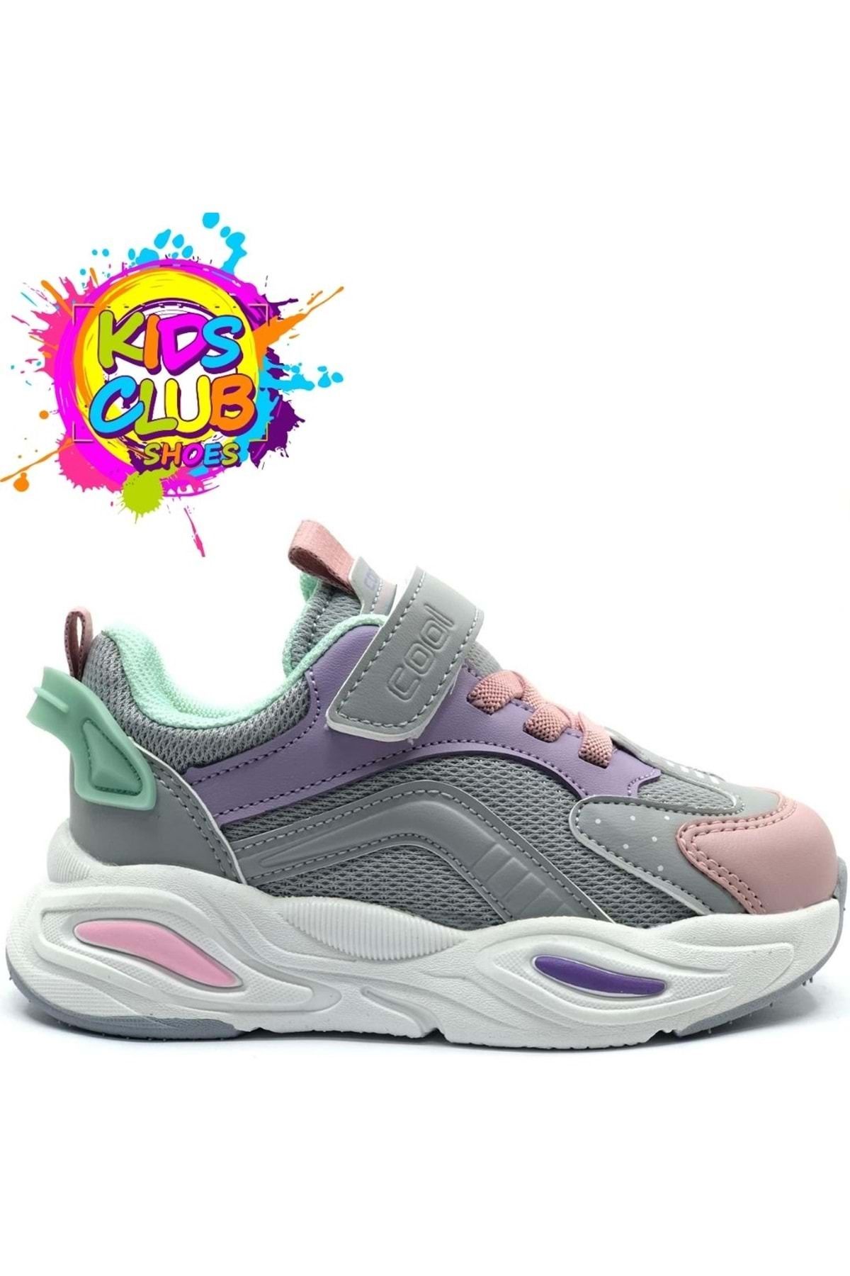Kids Club Shoes Cool Evo-Toti Sneaker Ortopedik Taban Unisex Çocuk Spor Ayakkabı GRİ-PEMBE