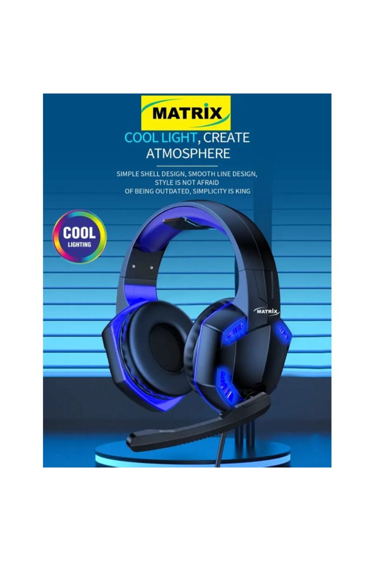 Matrix-Gaming Headsets with LED Light Effect - Black - M-730 2