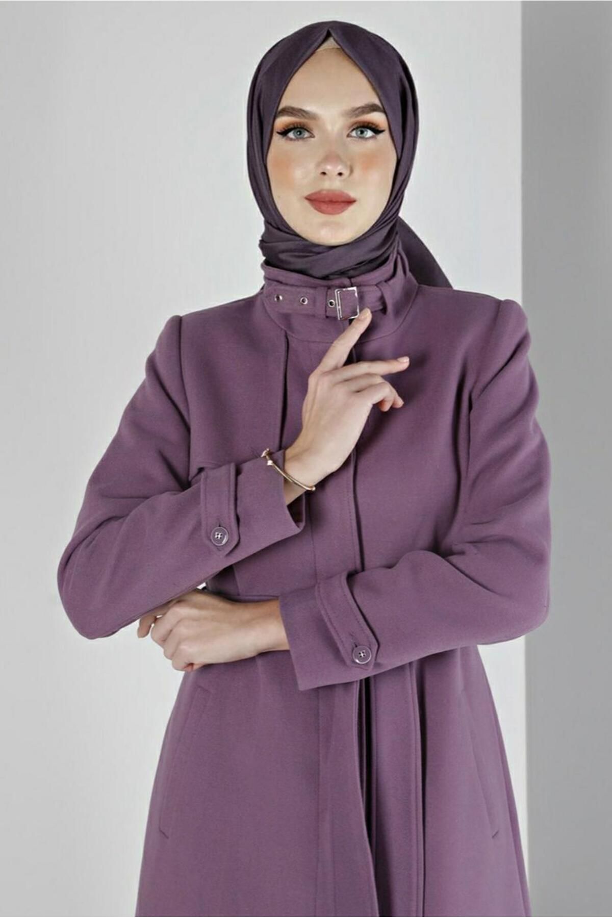 کت با جزئیات کمربند یقه 90358 Alvina