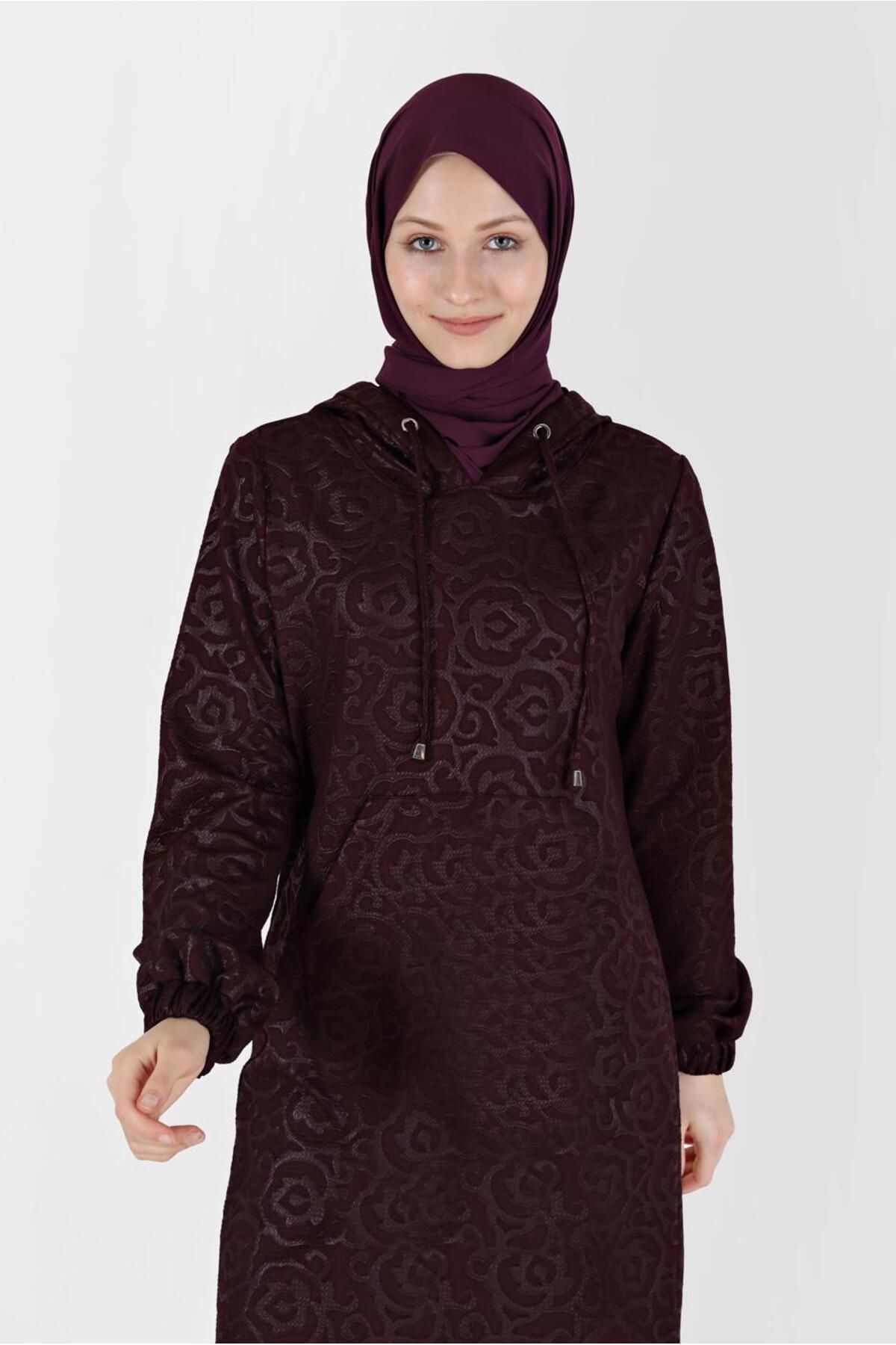 تونیک کلاهدار جیبی طرح دار 42368 Alvina