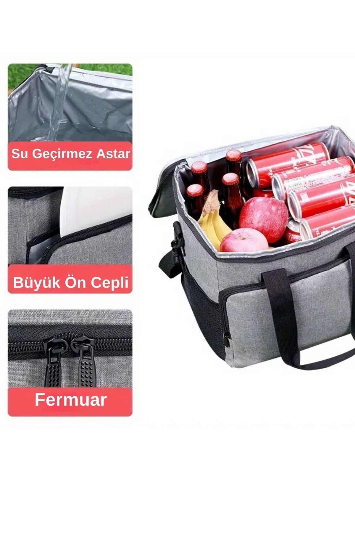 YOYOSO-Gray Double Compartment Meal Bag 3