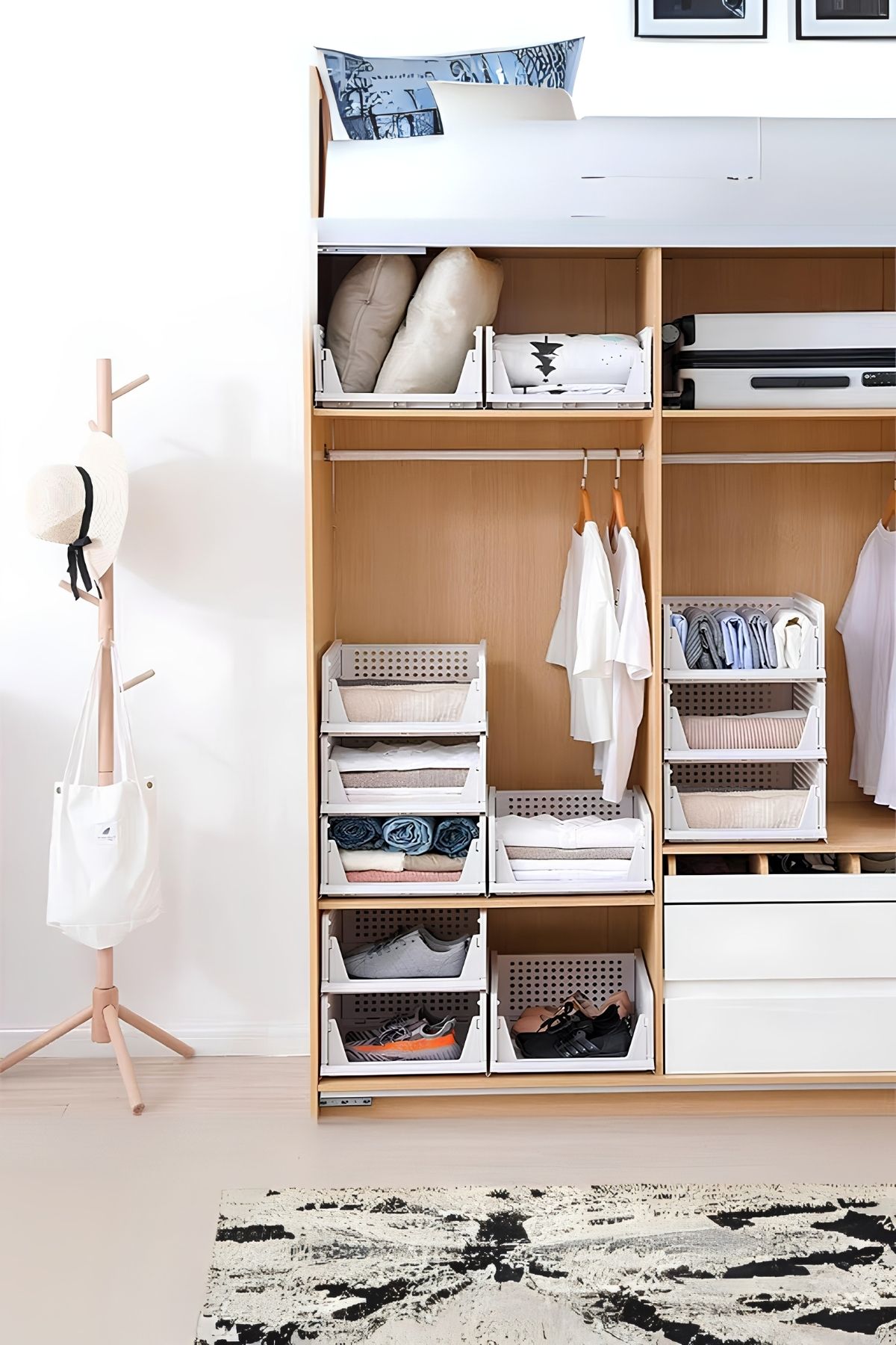 EVLE-Σετ 3 Modular Sliding Shelf Organizer ντουλαπιών, γήινο 6