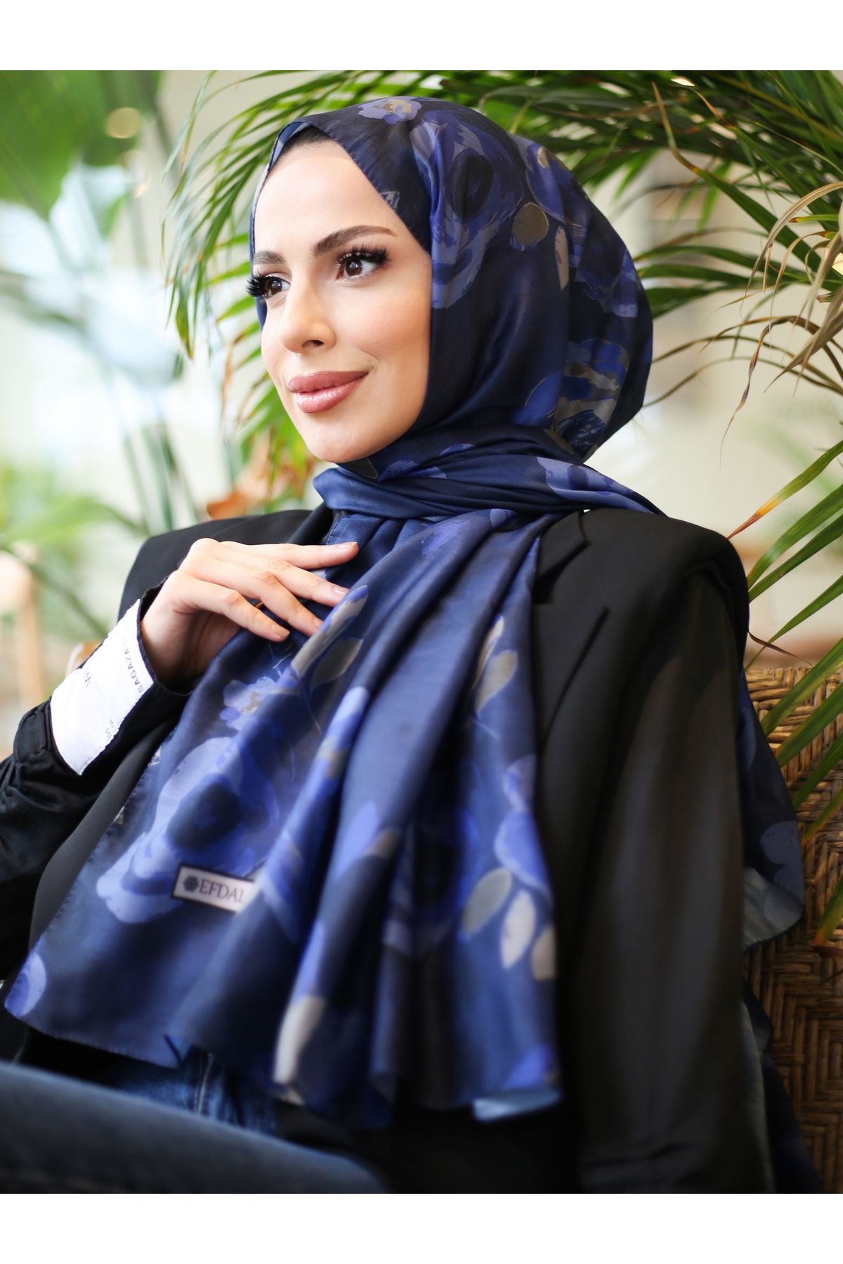 efdal şal eşarp-Rosa Pattern Imported Cotton Shawl 2