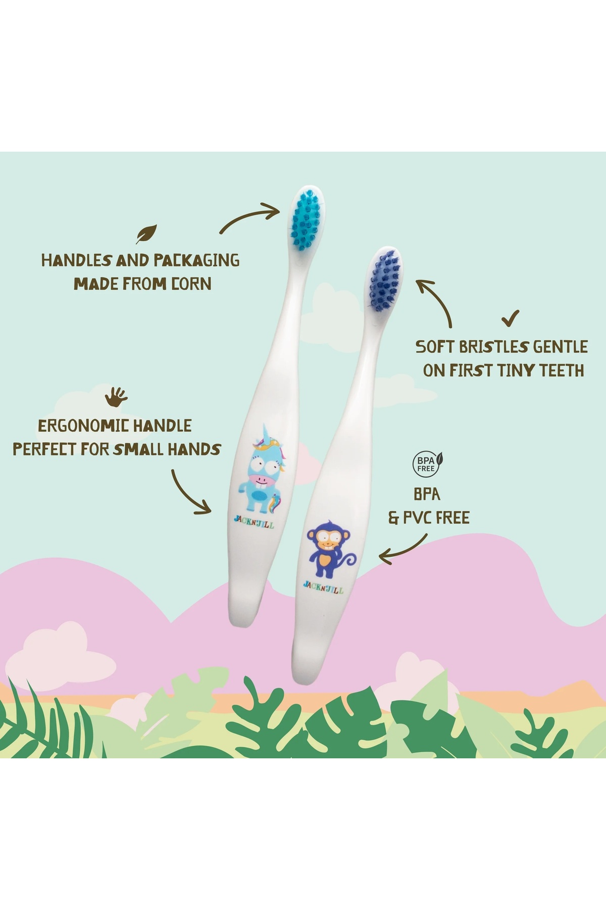 Jack N'Jill Jack N Jill Doğal Diş Fırçası - Unicorn fotoğrafı 4 (önizleme)