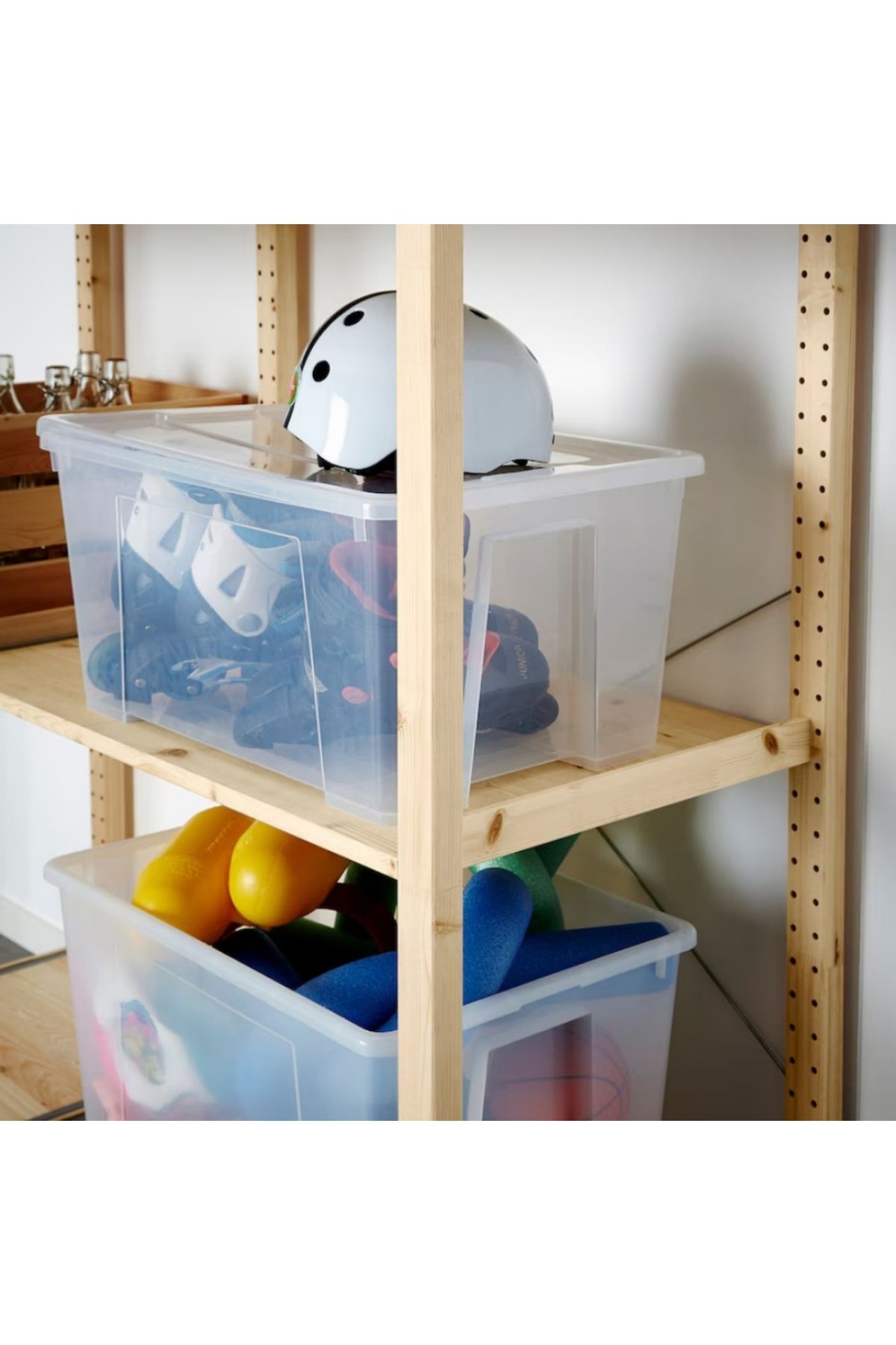 IKEA-صندوق ساملا مع غطاء - شفاف، 57×39×28 سم، حل تخزين سعة 45 لترًا 7