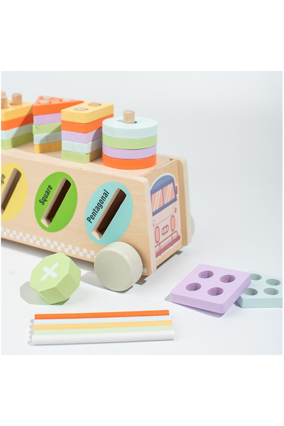 AM ANNA-Montessori Toys Wooden Color & Shape Sorting Learning Matching Box 3
