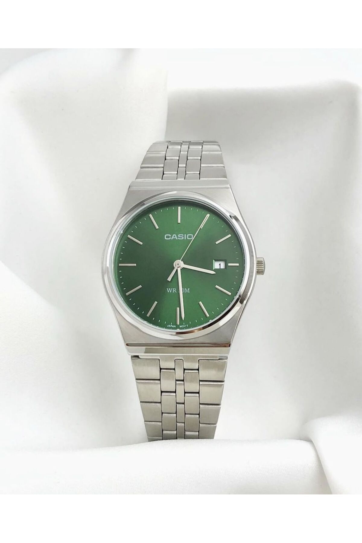 Casio-Casio Men's Analog Quartz Watch with Green Dial and Stainless Steel Strap MTP-B145D-3AVDF 4