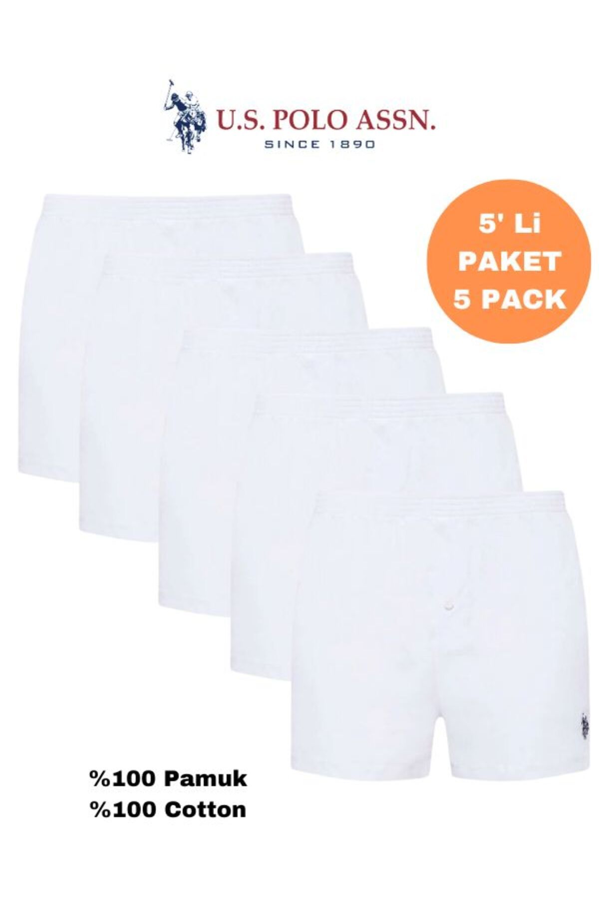 مردانه، دارای مجوز، ایالات متحده آمریکا، 100٪ پنبه، باکسر 5 تکه (جعبه دار) U.S. Polo Assn.