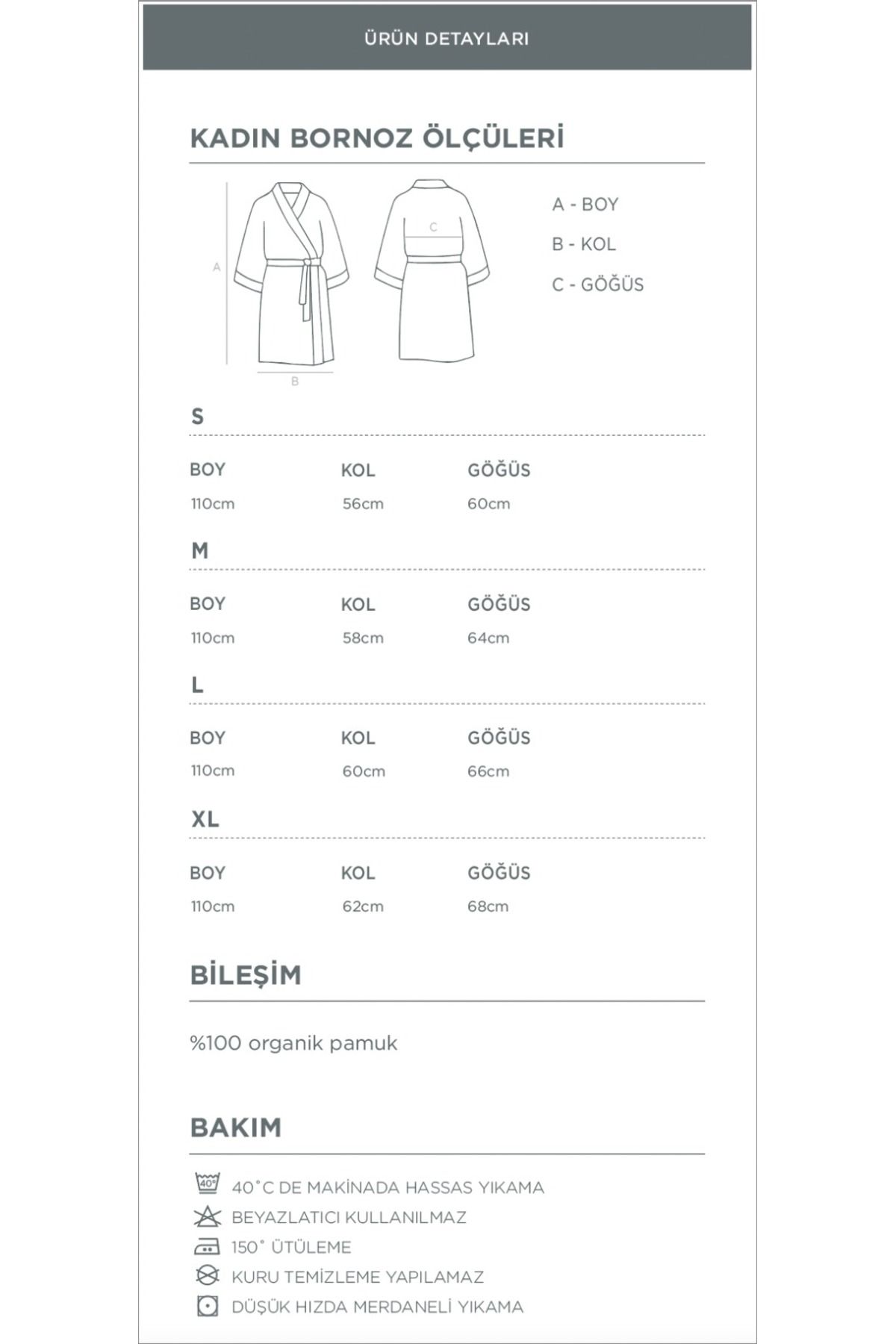 Ecocotton-Halat de baie pentru femei de culoare bej - 100% bumbac organic brodat manual 3