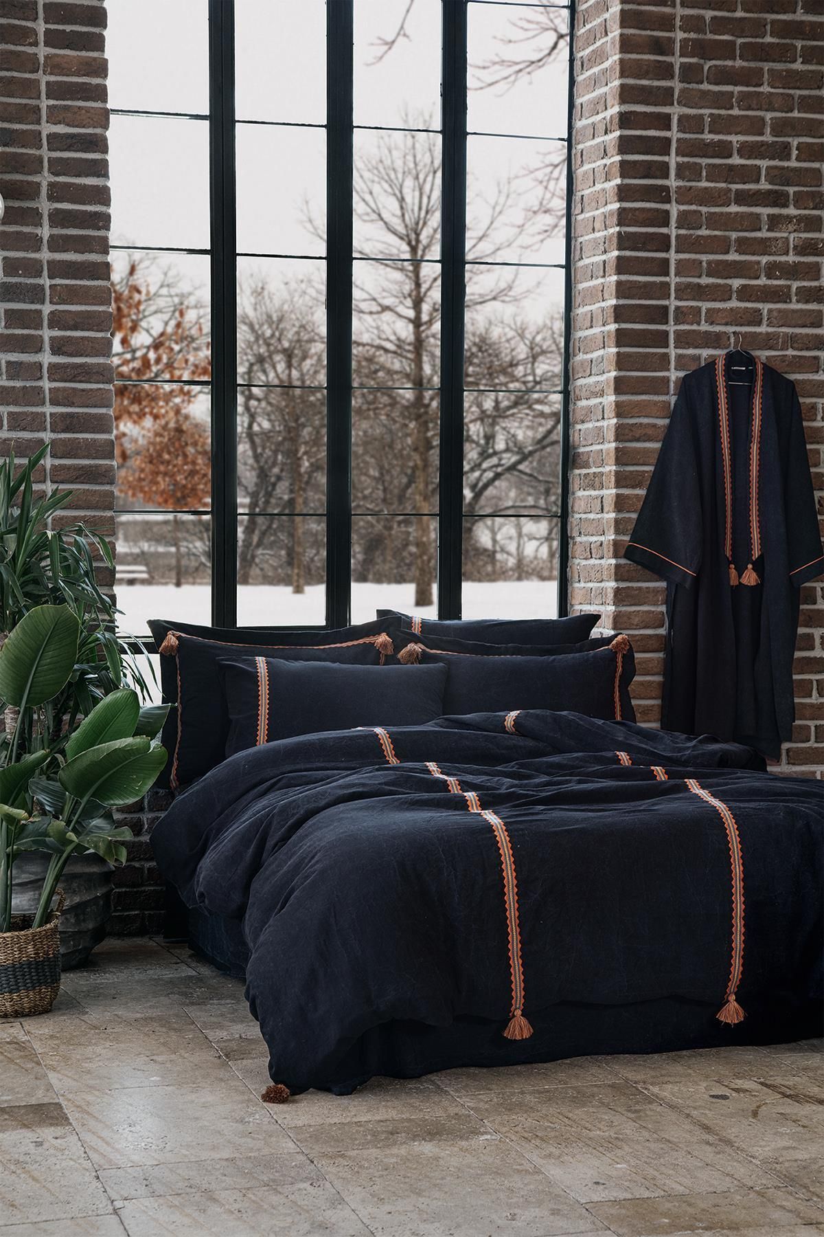 کاور لحاف دو نفره مشکی سرویس روتختی Cover Duvet Hazar 100 ٪ قطعه ساتن پنبه ارگانیک رنگ سیاه 200X220 سانتی متر Ecocotton