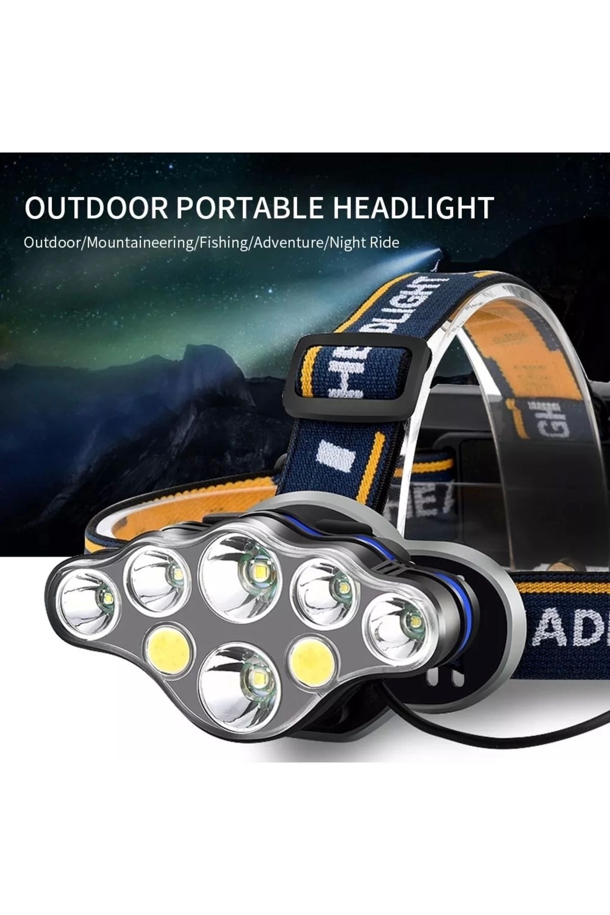 Ardan Home Ps-888 Güçlü Usb Şarj Edilebilir Profesyonel 8 Modlu 6000 Lümen 8 Led Su Geçirmez Kafa Lambası