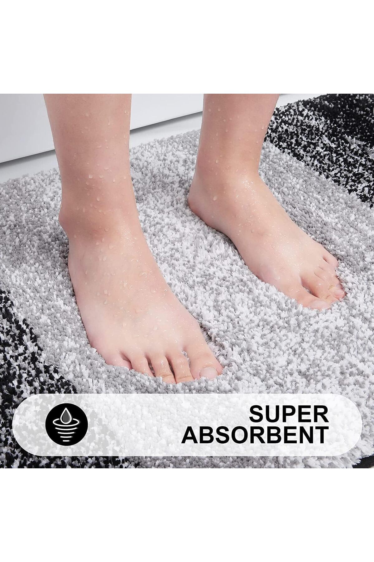 COOYA-50x80cm Bathroom Rug Mat,Soft and Absorbent Microfiber,Non-Slip Plush Shaggy,Machine Wash Dry,Black 4