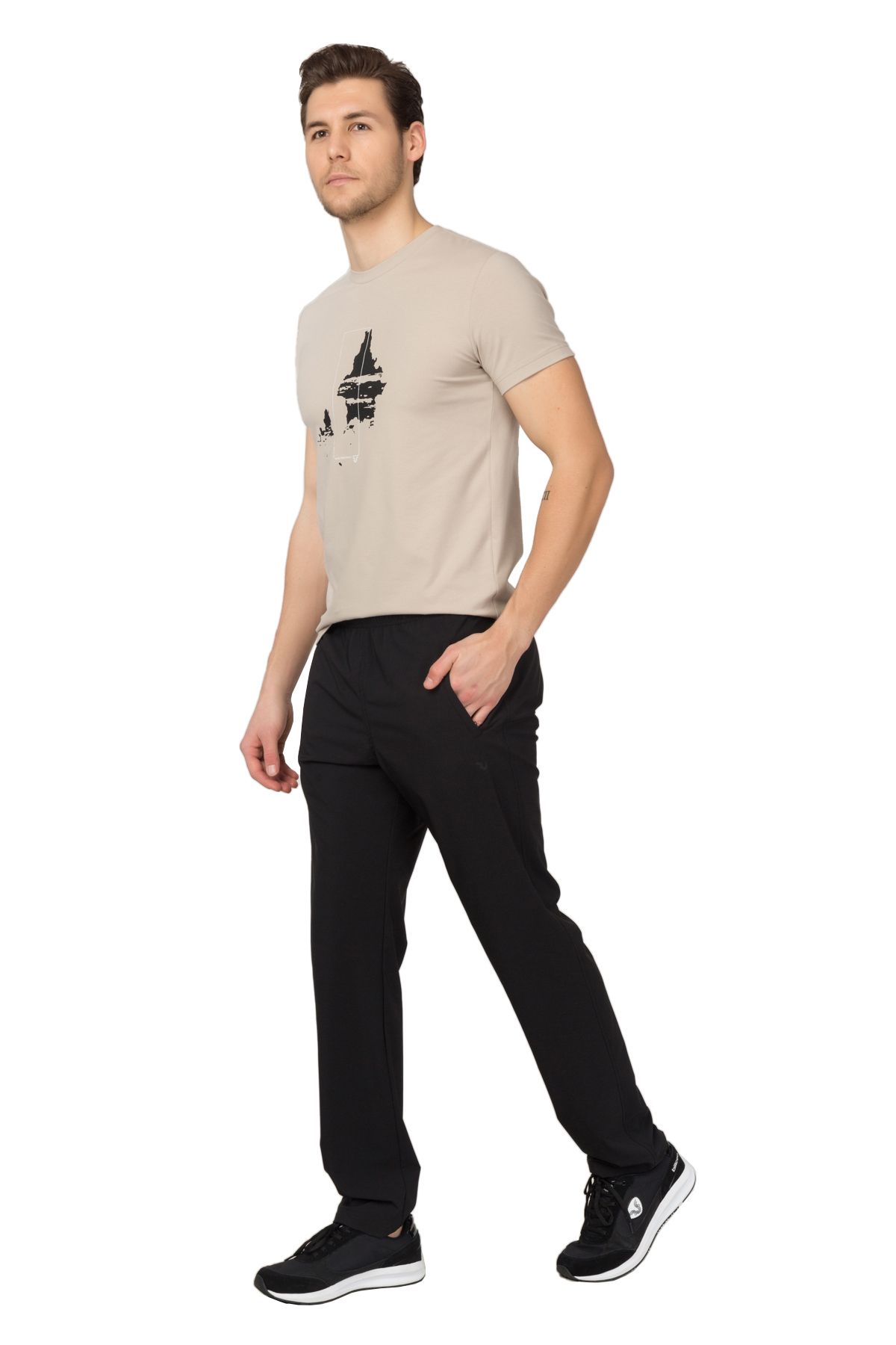 bilcee-Ανδρική μαύρη τσέπη Άνετη εφαρμογή Slim Bi-strech Sports and Casual Sweatpants 1721 2