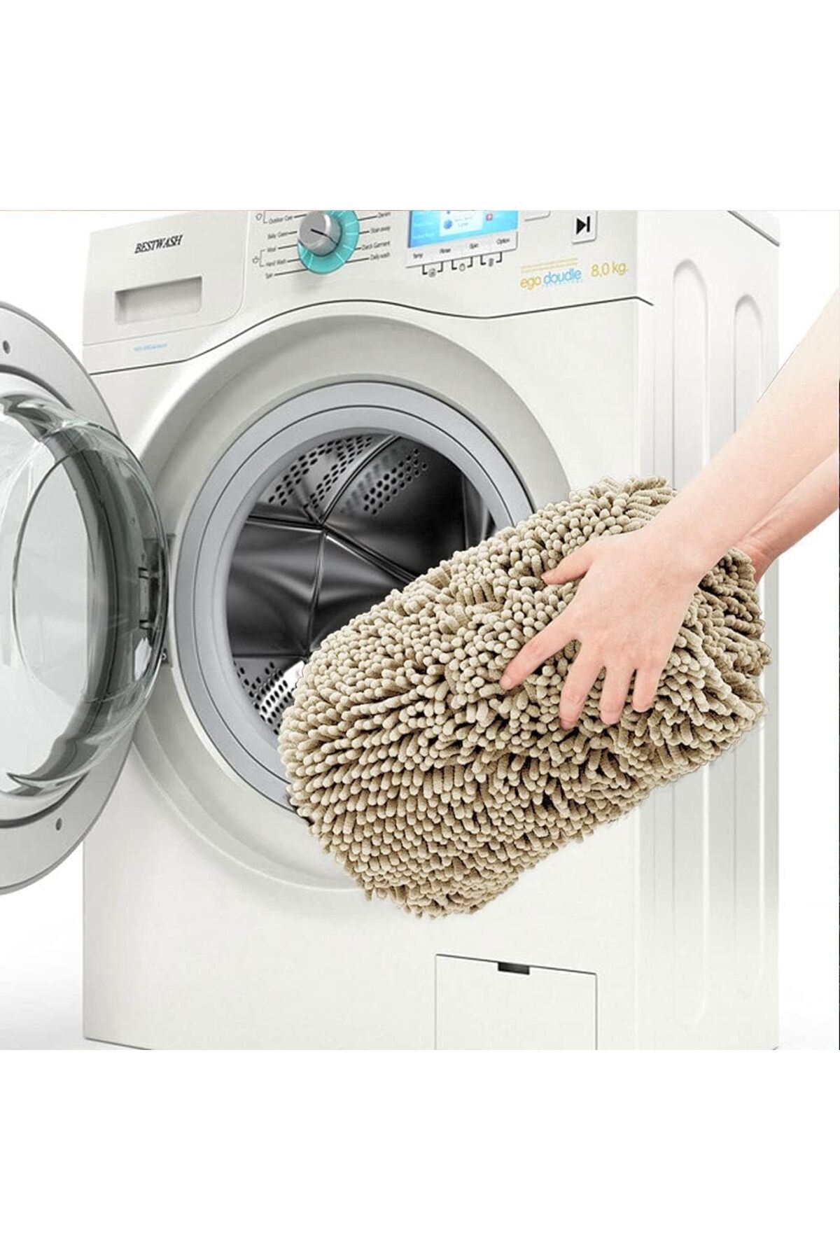 COOYA-Bath Mat, 80x50 cm Non-Slip, Soft Cozy Shaggy Durable Thick, Easier to Dry, Plush Rugs(Beige) 6