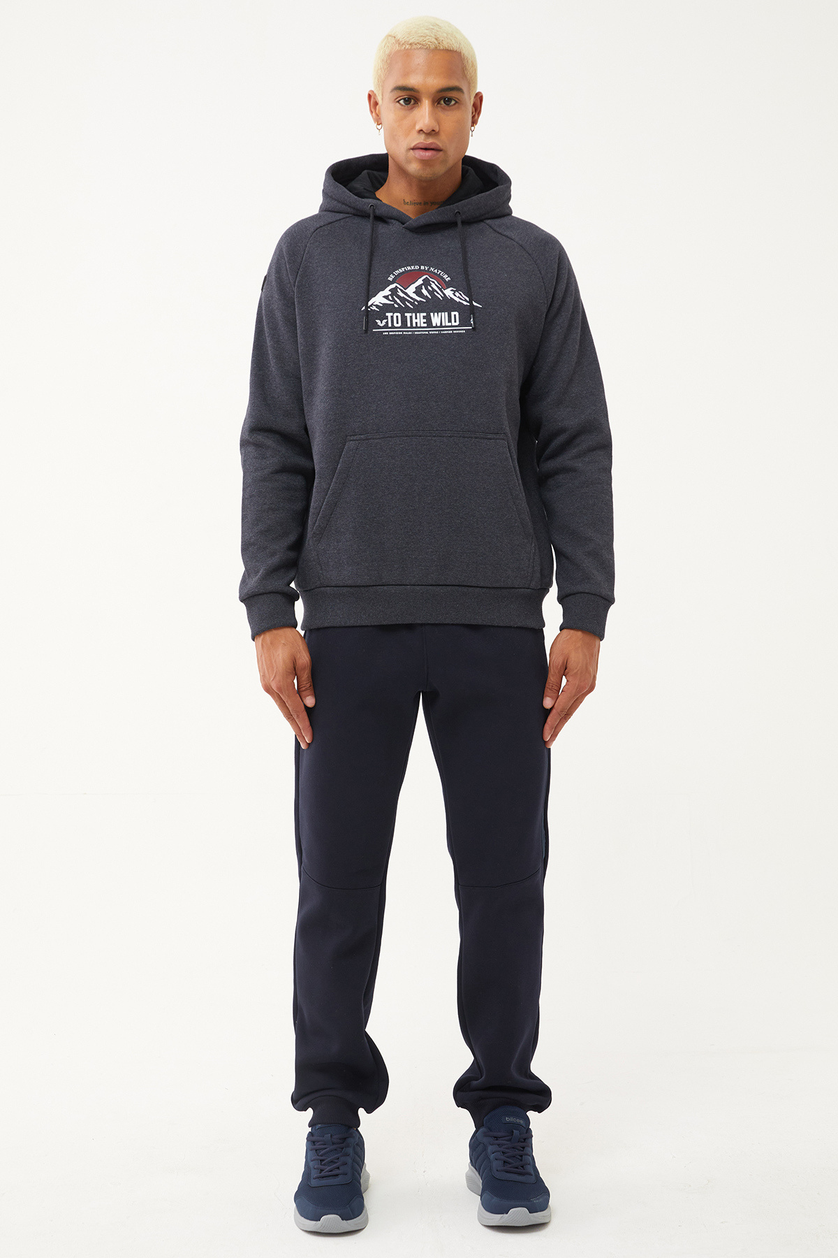 bilcee-Pantaloni de sport pentru bărbați, albastru marin închis, cu nervuri lungi, cu 3 fire, 1662 4