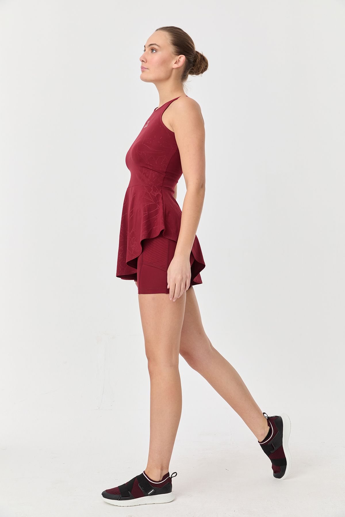 bilcee-Rochie de tenis pentru femei cu colanți roșii Claret - Scurtă 0092 7