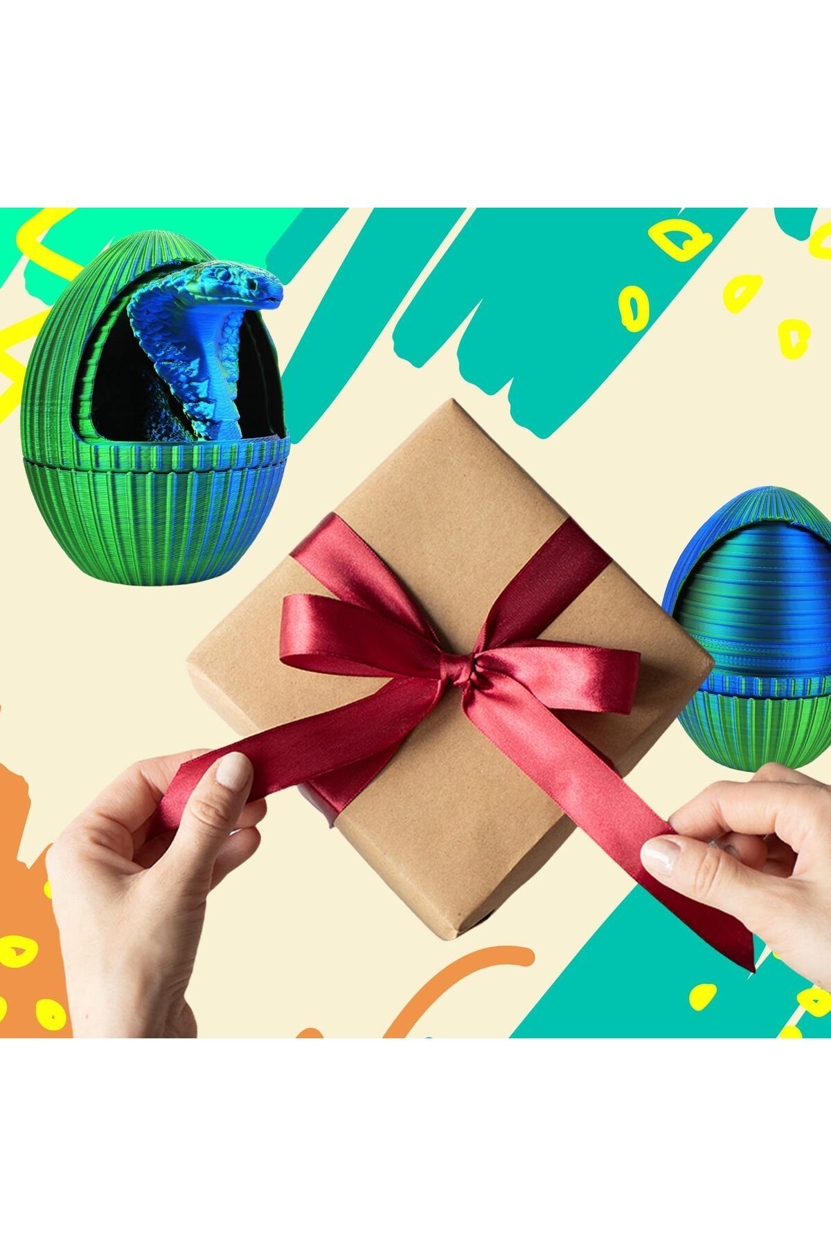 KASTWAVE-3D Printed Snake Eggs, 3D Crystal Snake with 3D Printed Snake Inside, Printed Fidget Animals 6