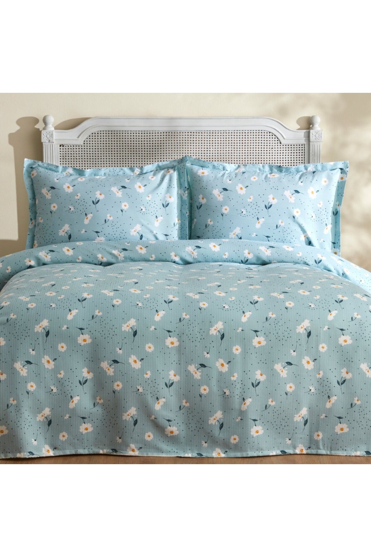 Karaca Sedmokráska 100% Baumwolle Doppelbett Deckenbezug Set, Mint