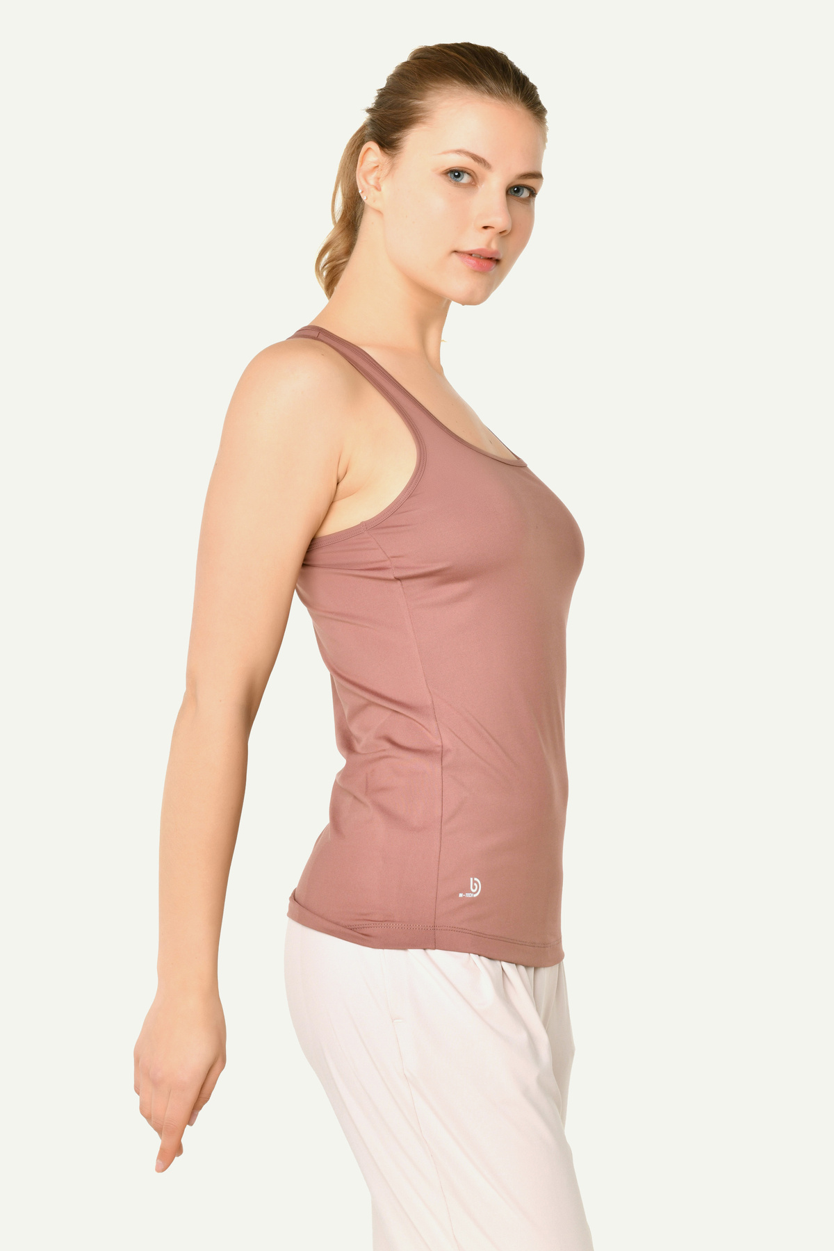 bilcee-Colorful Women's Athlete T-Shirt - Earth, Wide Collar, Zero Sleeve, Long Back 8721 4
