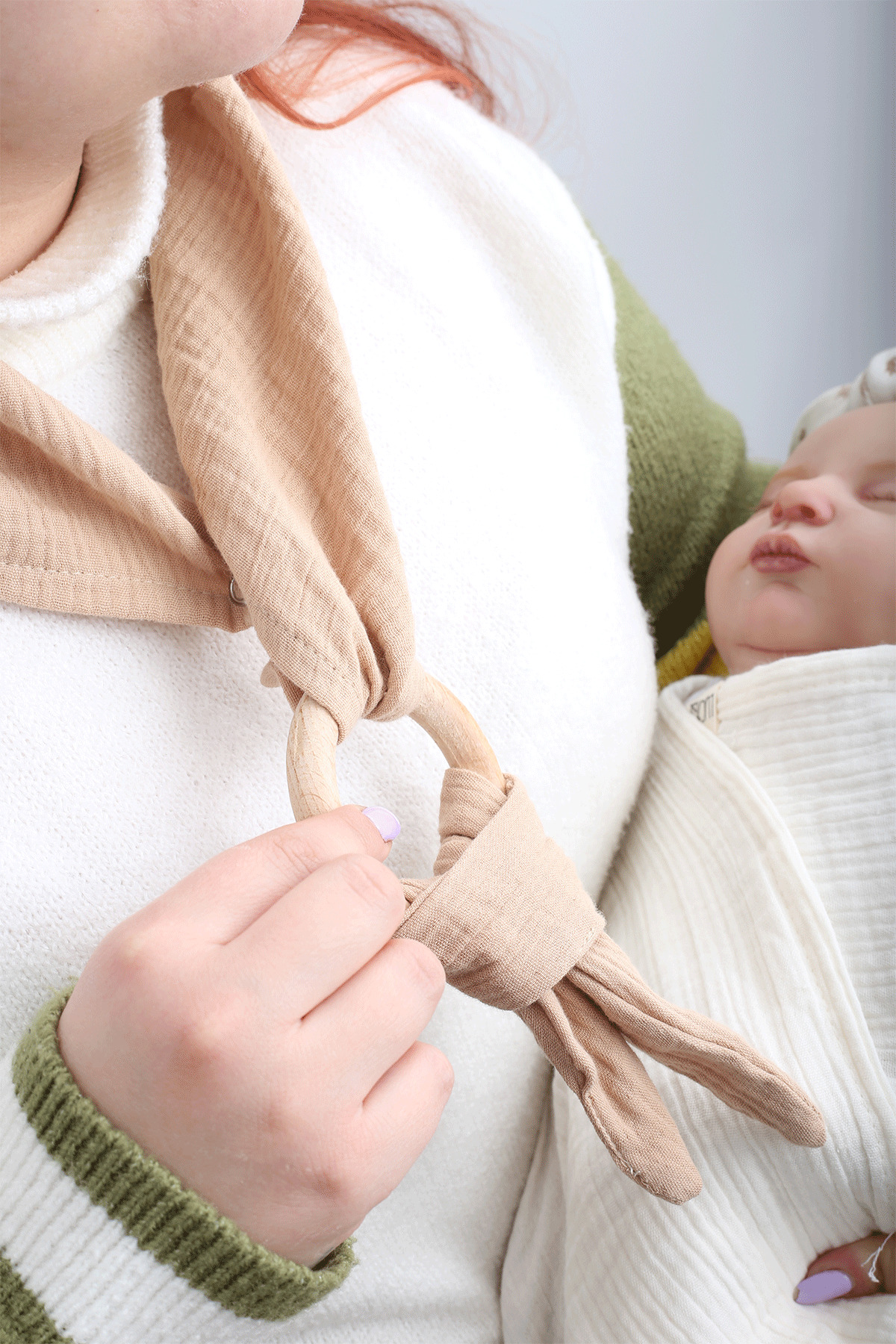 LUCKKA Çok Amaçlı Müslin Oyuncak , Diş Kaşıyıcı , Puset Oyuncağı , Emzik Tutacağı , Fular - Ztcrınk fotoğrafı 4 (önizleme)