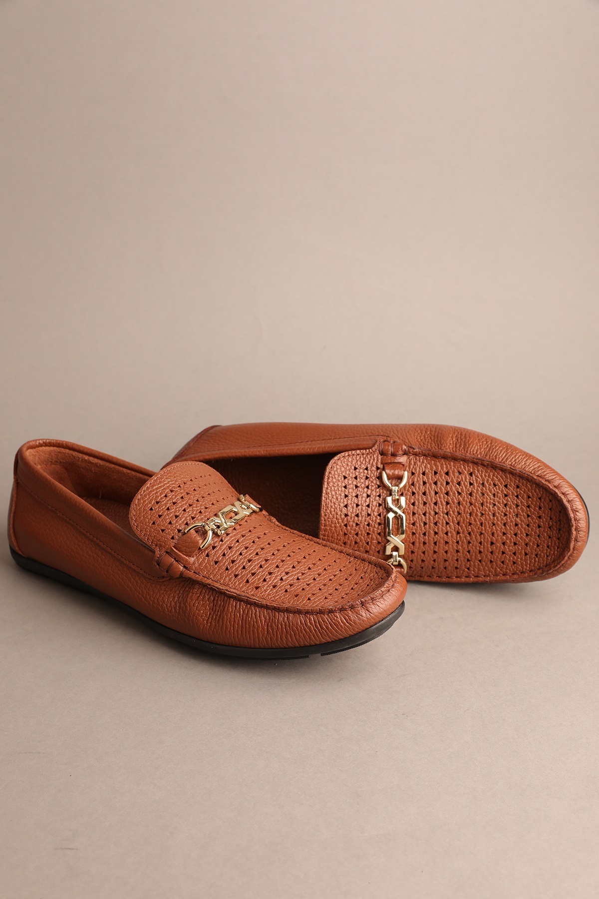 Gondol-Men's Genuine Leather Classic Loafer Tan 42 Ttx.610 2