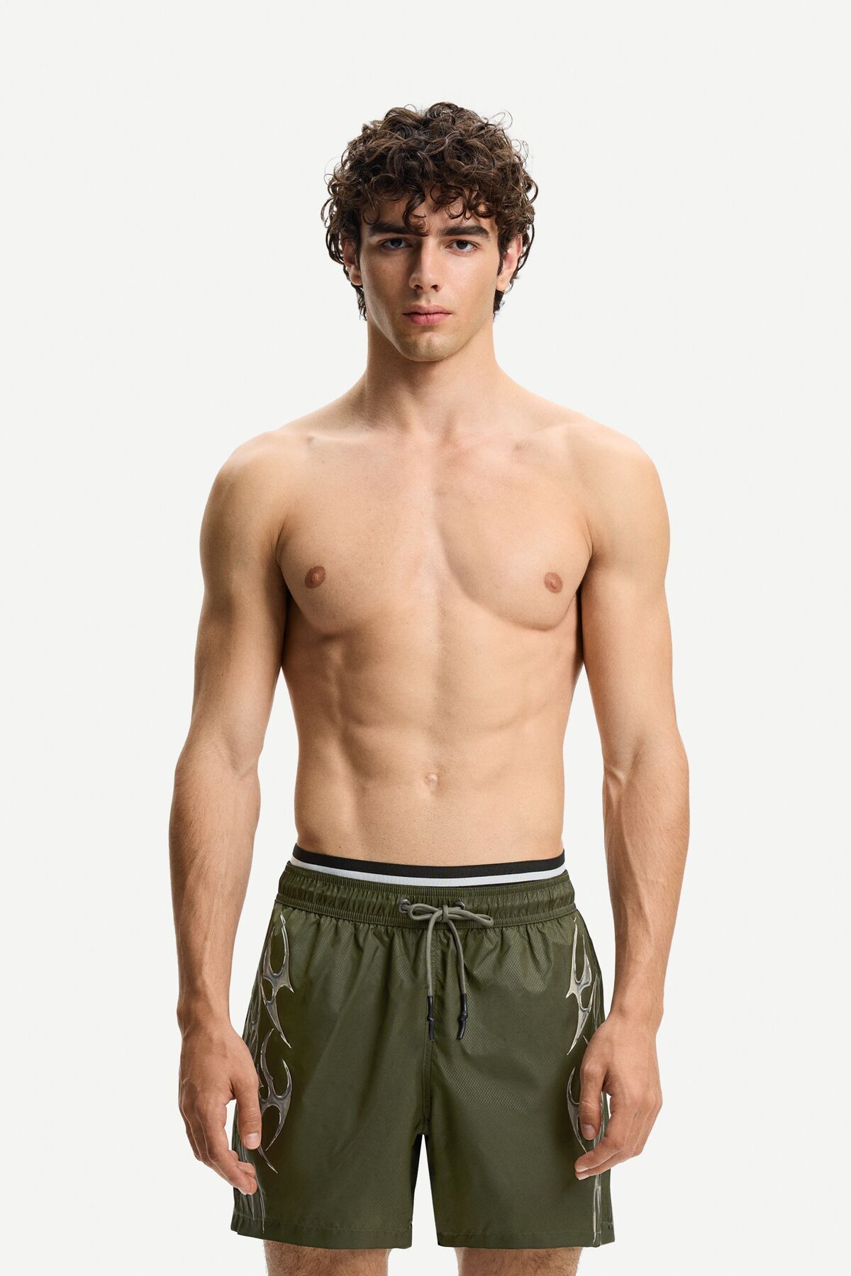 شورت شنا دو کمر و طرح دار Bershka