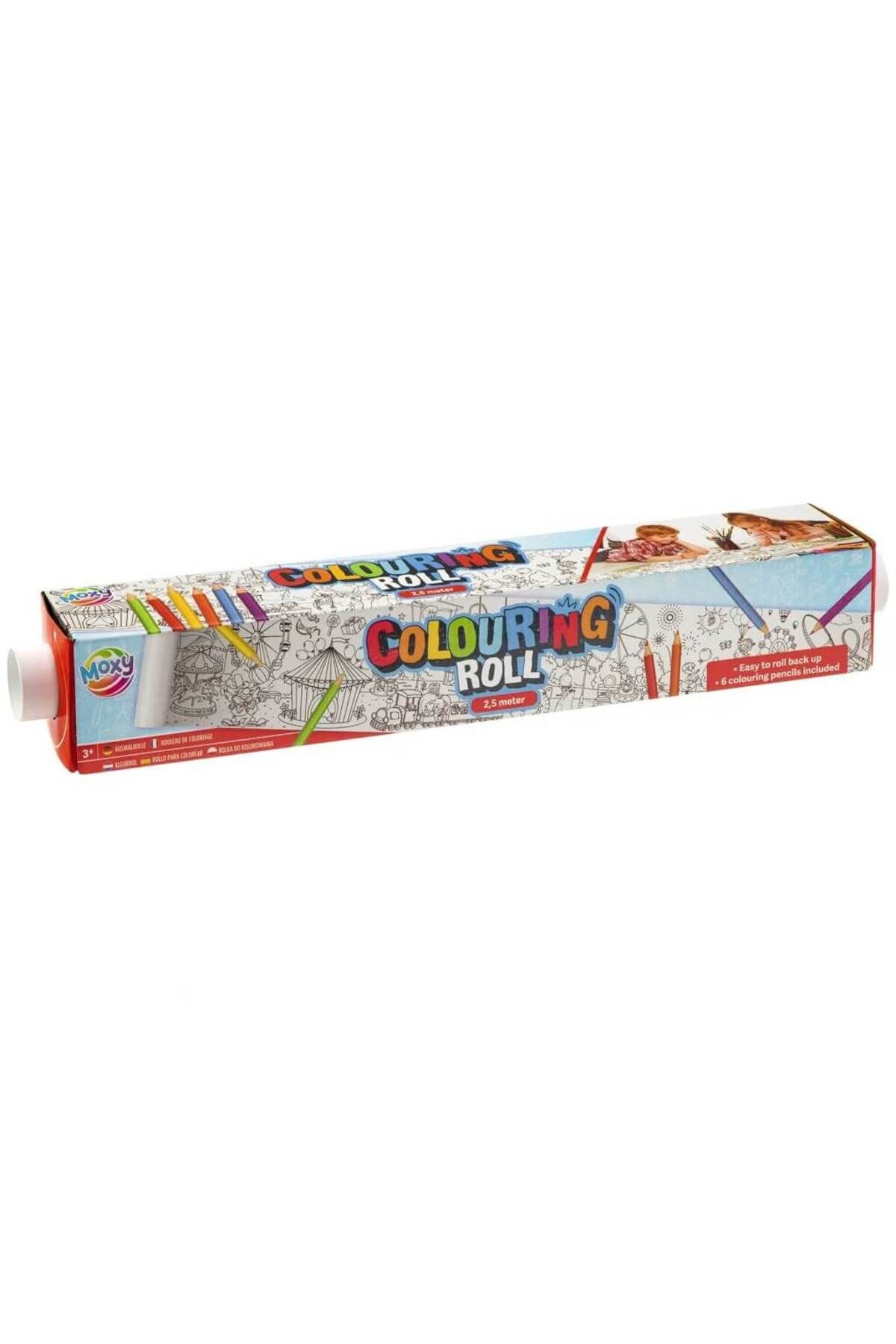 Moxy Rola Hartie Pentru Colorat Cu Imprimeu 2,5mx42cm 6 Creioane De Colorat - One Size