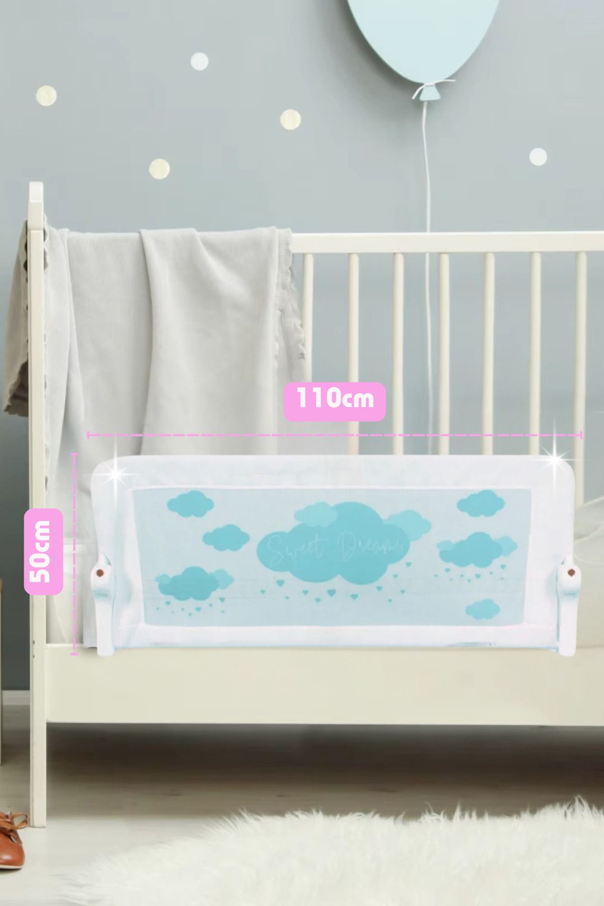 GUİMO-Guimo 110cm Patterned - Foldable Bed Barrier Folding Bed Frame 2