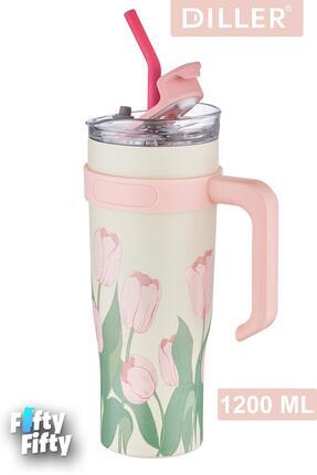 Vagonlife Dıller Quencher Cup 1200 ml Pipetli/rahat Içim Kulplu Paslanmaz Çel...