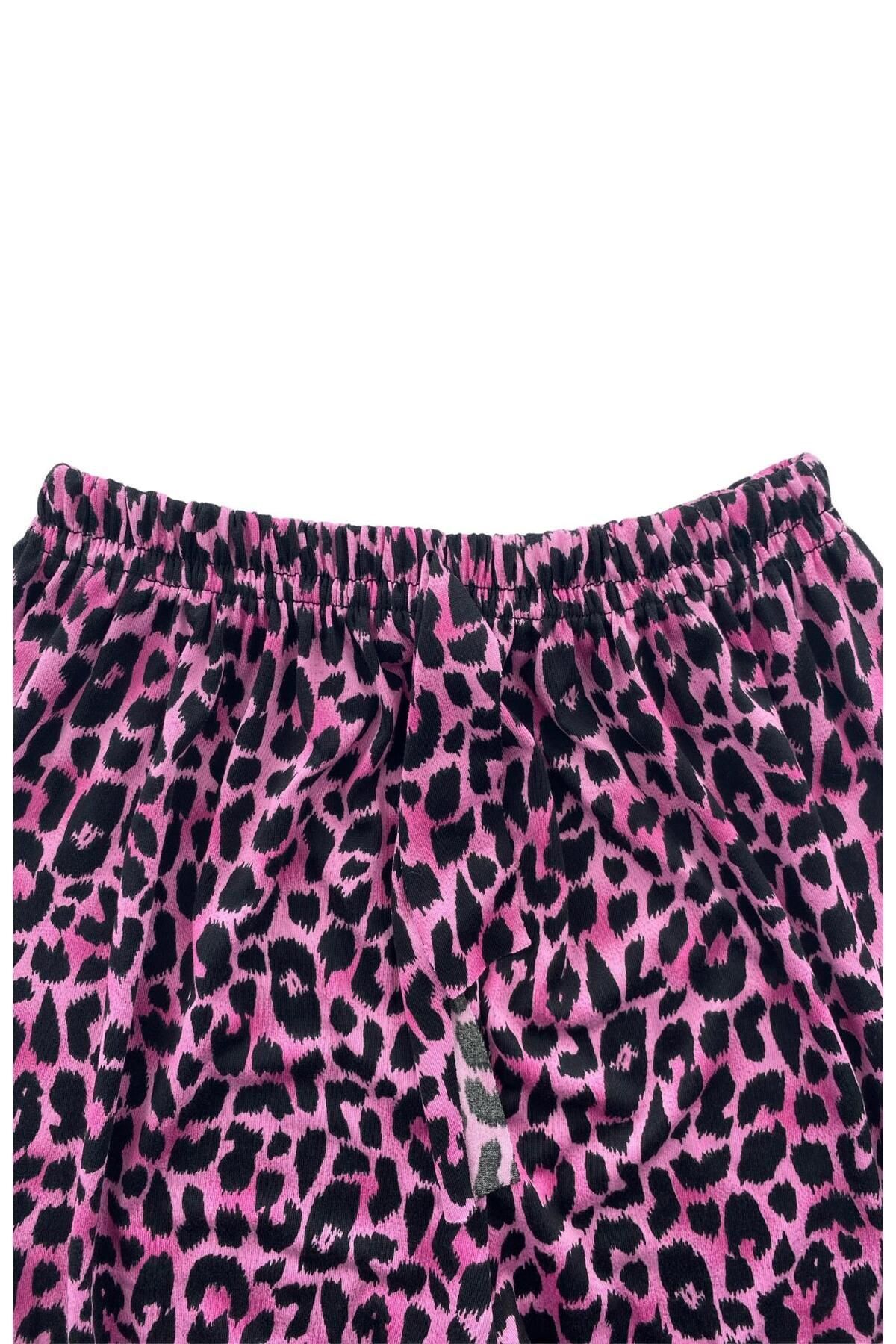 DoDe Flora-Pantaloni de pijama de damă negri cu imprimeu leopard Milan -3010 3