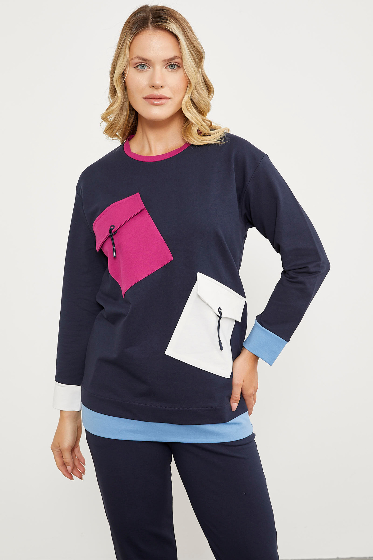 Sementa-Set de trening colorat cu buzunar - bleumarin 5