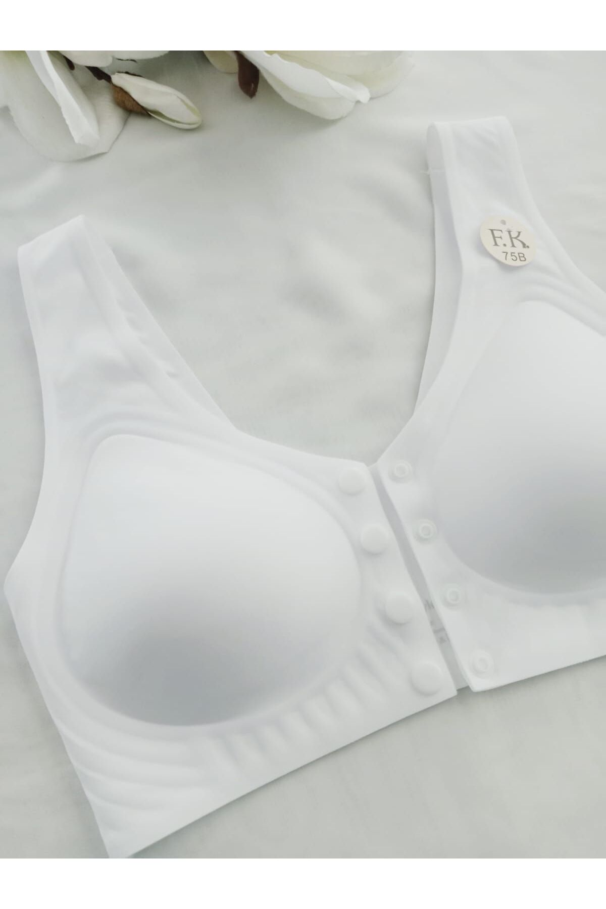 m mlinda önden çıtçıt düğmeli Balensiz Dikişsiz Seamless Bralet Yumuşak Rahat cıkabilir pedli sütyen F.K 1249 görsel 5