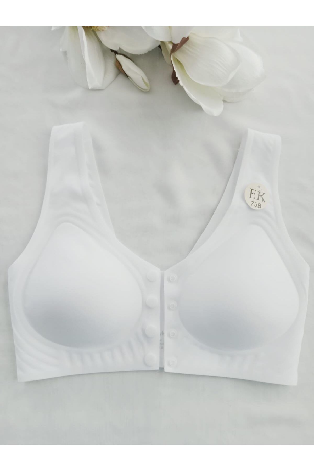 m mlinda önden çıtçıt düğmeli Balensiz Dikişsiz Seamless Bralet Yumuşak Rahat cıkabilir pedli sütyen F.K 1249 görsel 7