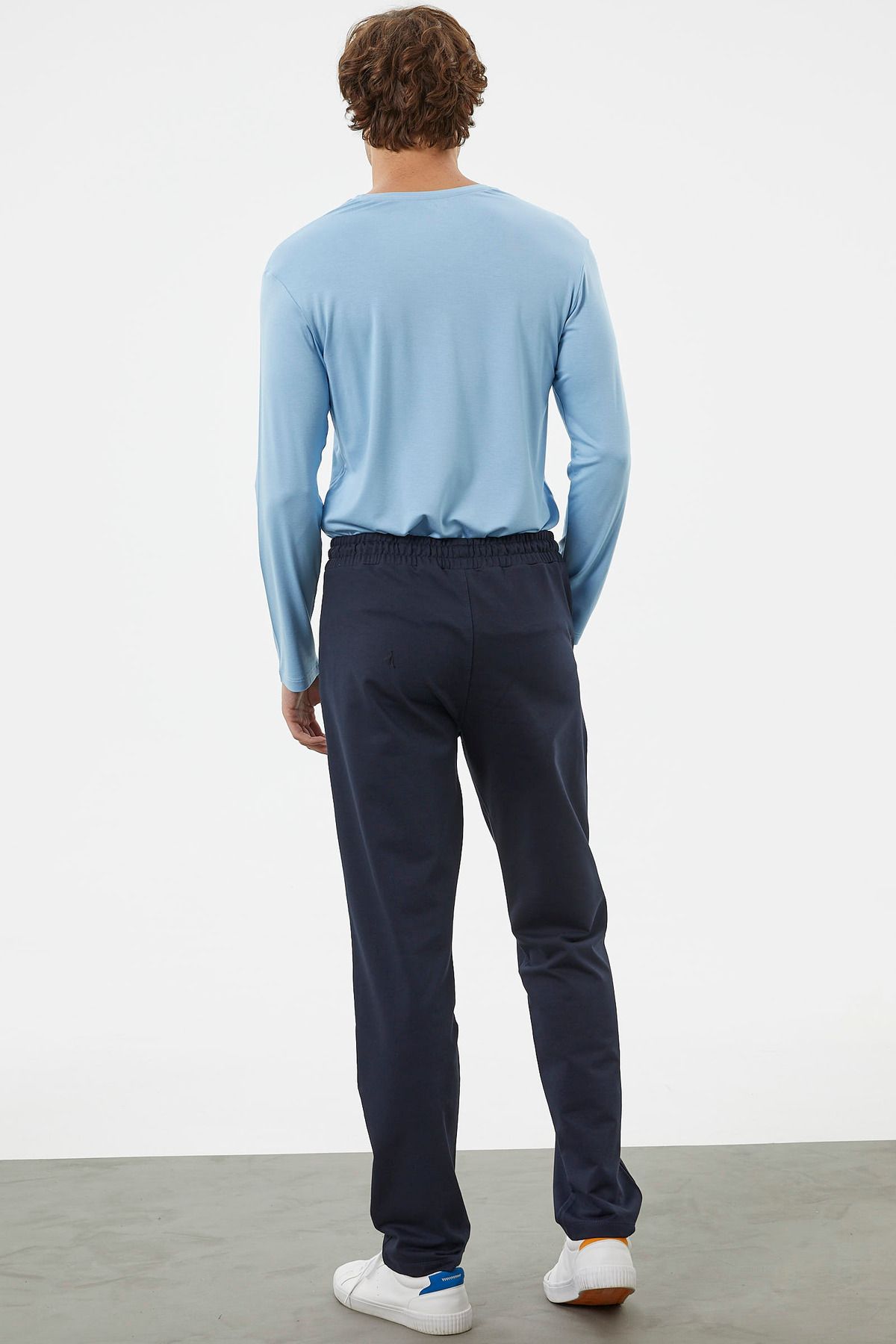 Sementa-Pantaloni de sport cu buzunar cu talie elastică - bleumarin 3