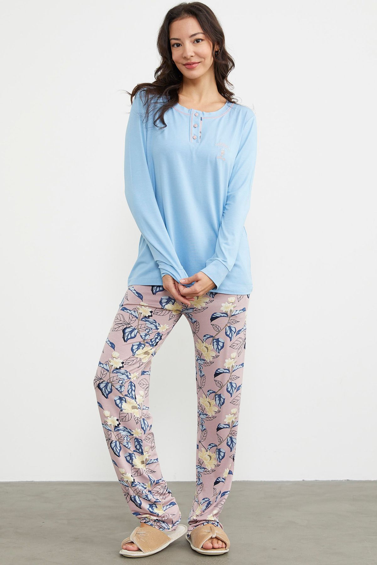 Sementa-Set pijama combinat cu model simplu - albastru 4