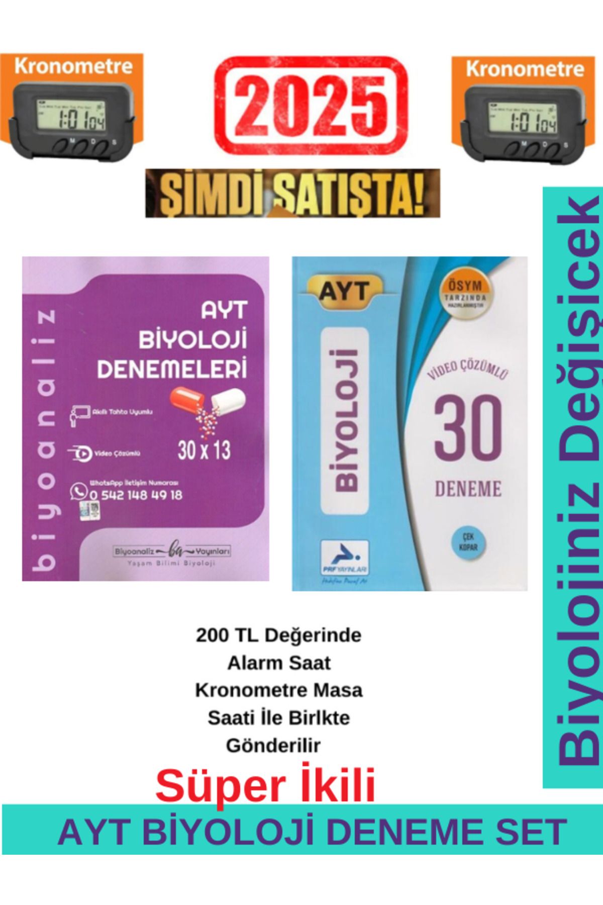Biyotik Yayınları Biyoanaliz 2025 AYT Biyoloji 30x13 Denemeleri+Paraf Ayt Biyoloji 30 Branş Deneme Seti+Kronometre