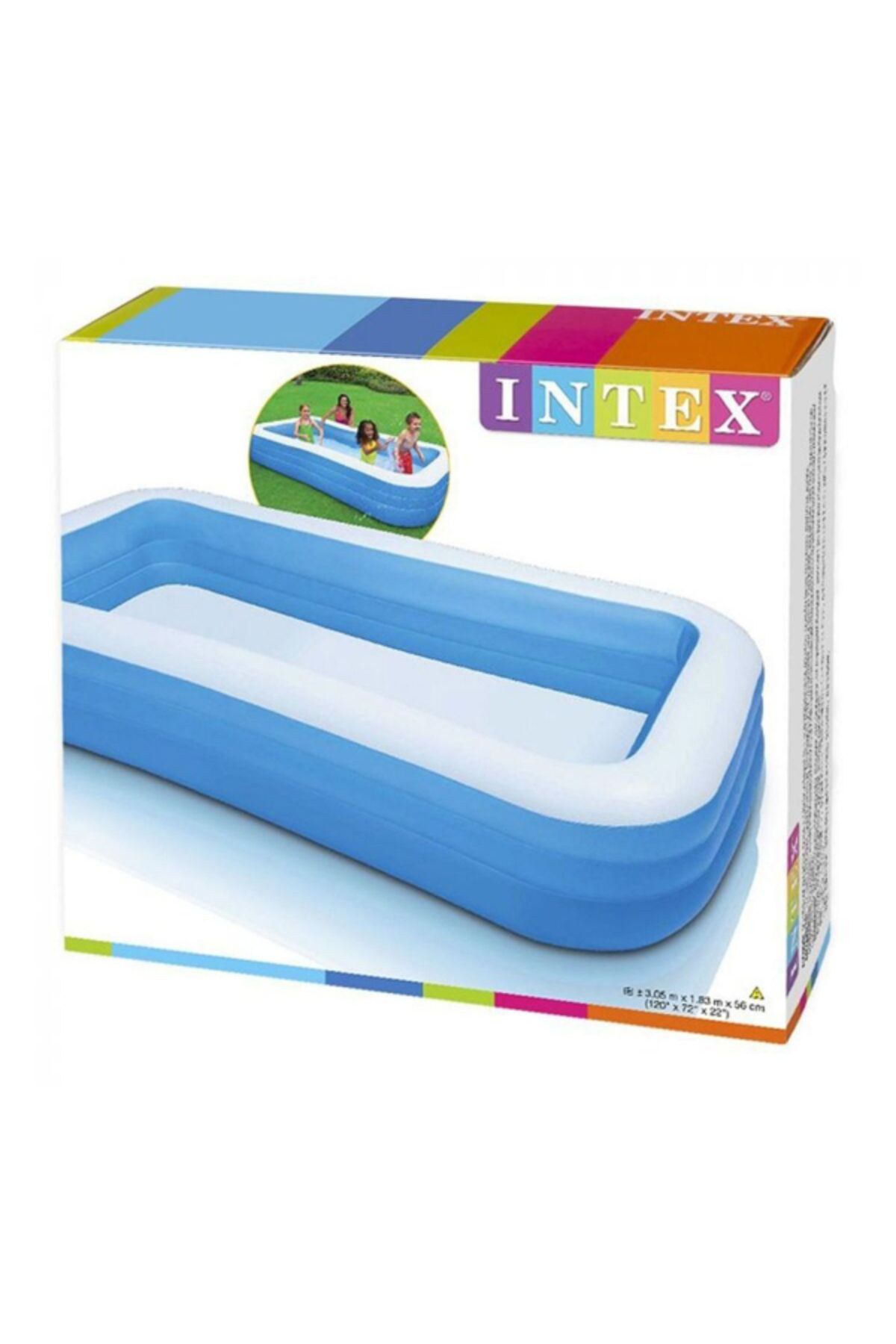Intex-Inflatable Rectangular Family Kiddie Pool for 3 to 6 Years Blue and White 5