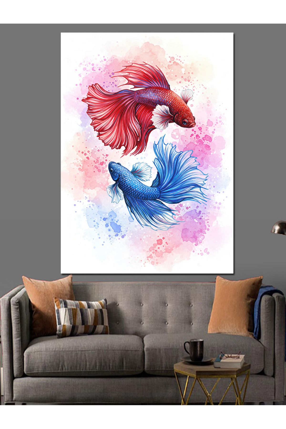 karizmart Pânză Decorativă Rotativă De Pește Siamez - Mdf Lemn - 18 x 27