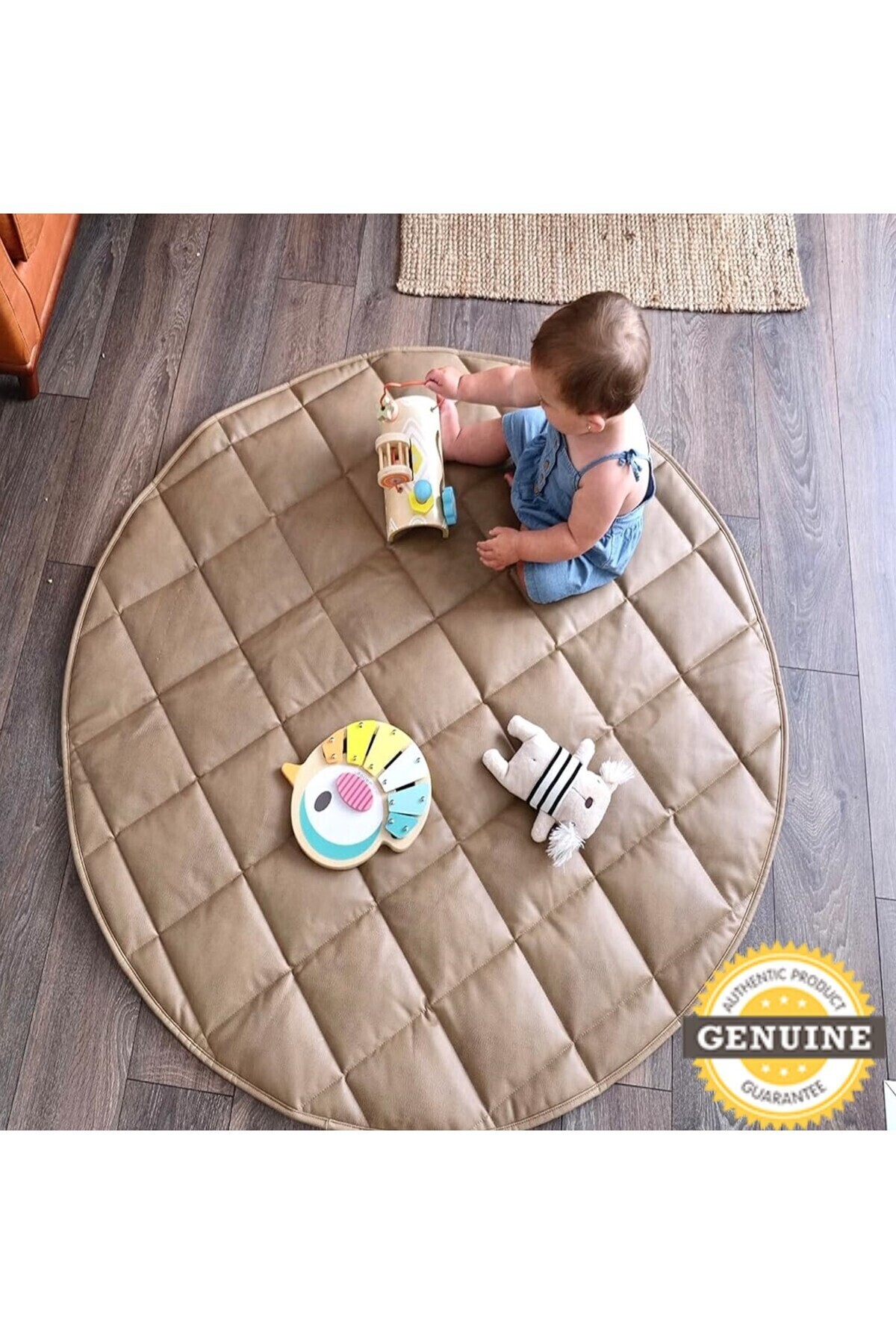 İnfant Hobby Natural Premium %100 Pamuk Çift Taraflı Kapitone Bebek Oyun Halısı & Oyun Matı 120x120x2 Cm fotoğrafı 2 (önizleme)