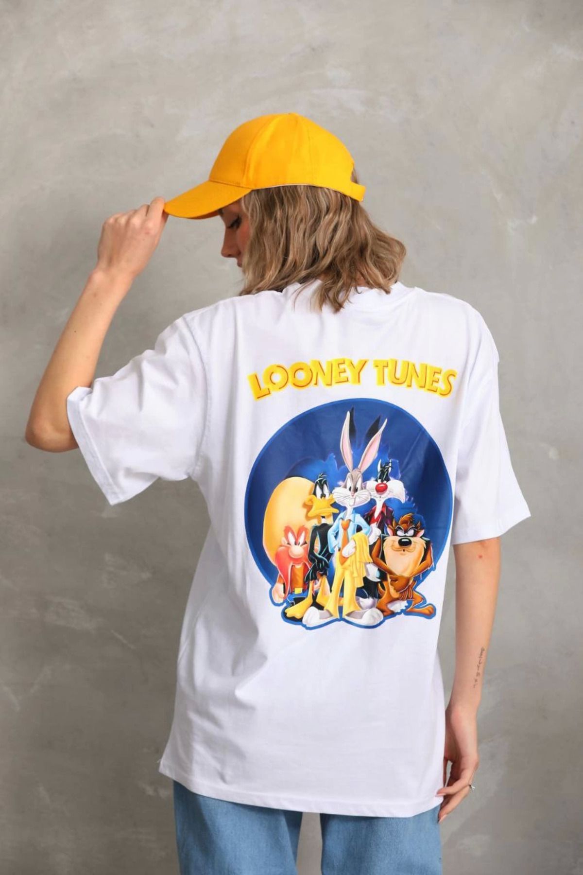 Vemora Unisex Baskılı Oversize T-Shirt - Beyaz