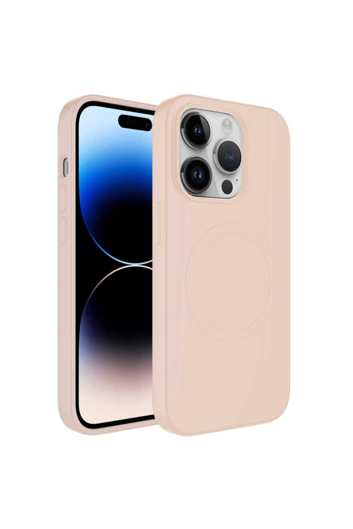 halkhouse Apple iPhone 13 Pro Kılıf Magsafe Wireless Şarj Özellikli Pastel Renk Silikon Esnek Plas Kapak
