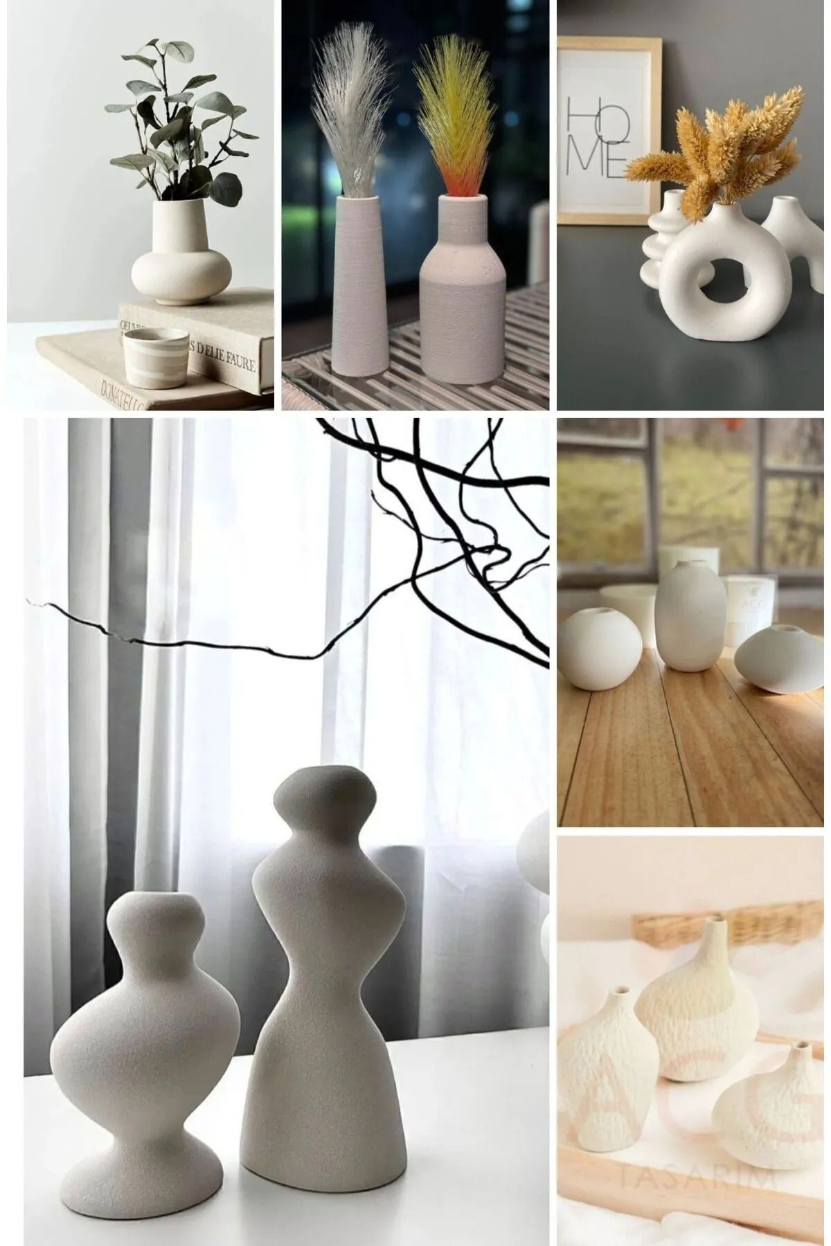SerenityHaven MUFFAG 6'lı Set 14 Adet Obje Camber Vazo - Şamdan Set - Mini Dekoratif Pinterest İskandinav Bohem